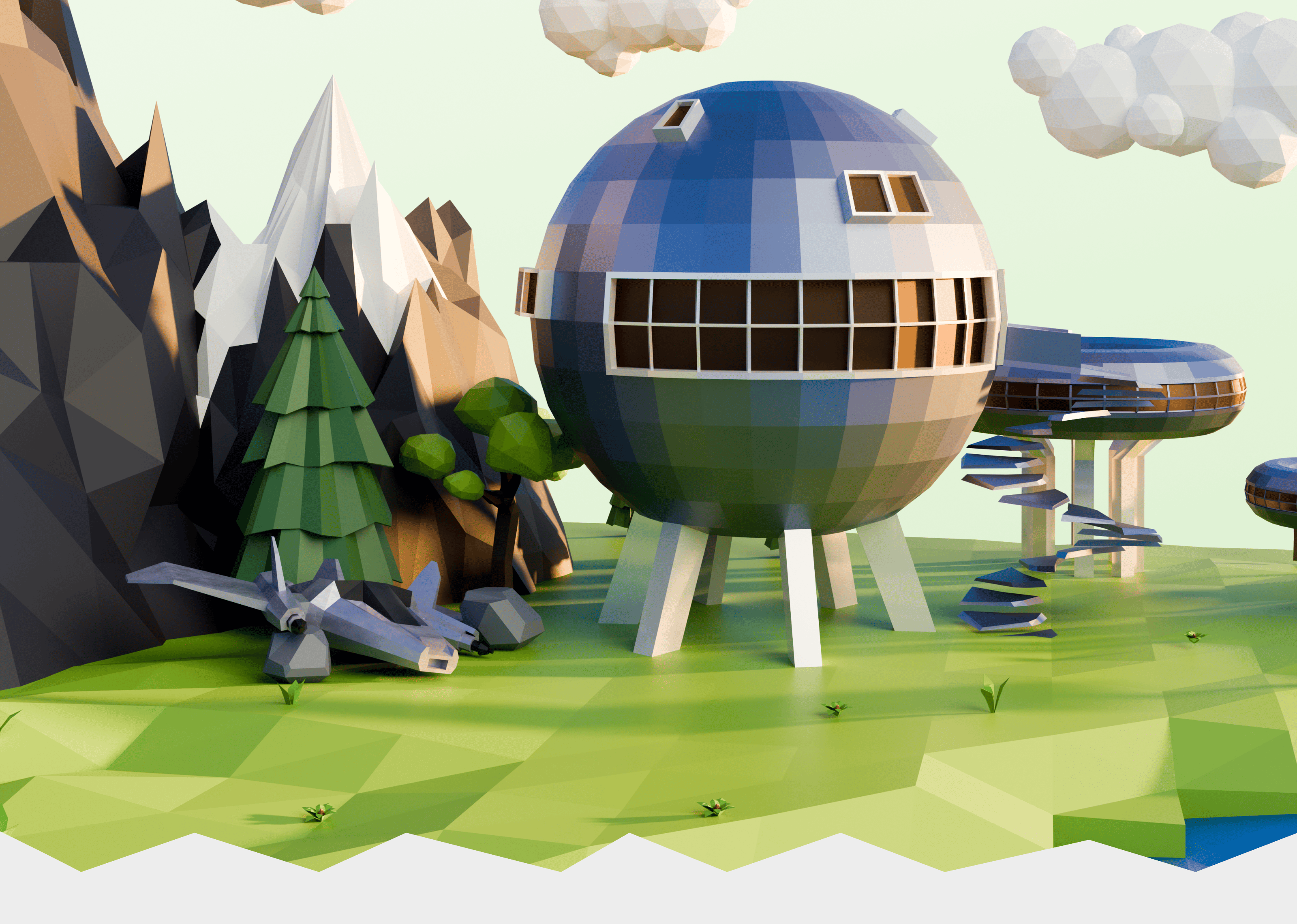 Концепт-сцена в стиле low-poly — Изображение №3 — Иллюстрация, 3D на Dprofile