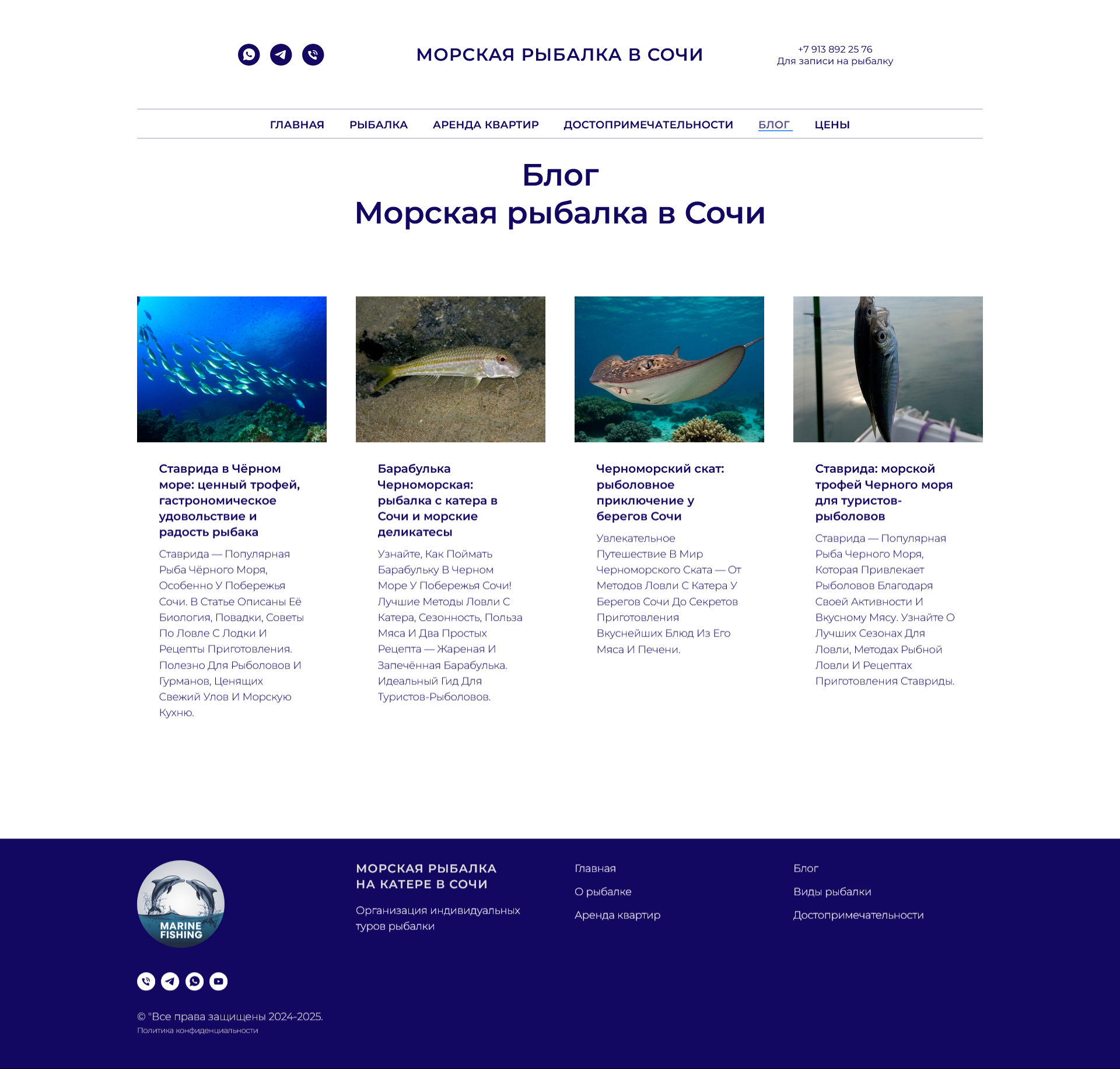 Многостраничный сайт Морская рыбалка  в Сочи — Изображение №2 — Интерфейсы, Брендинг на Dprofile