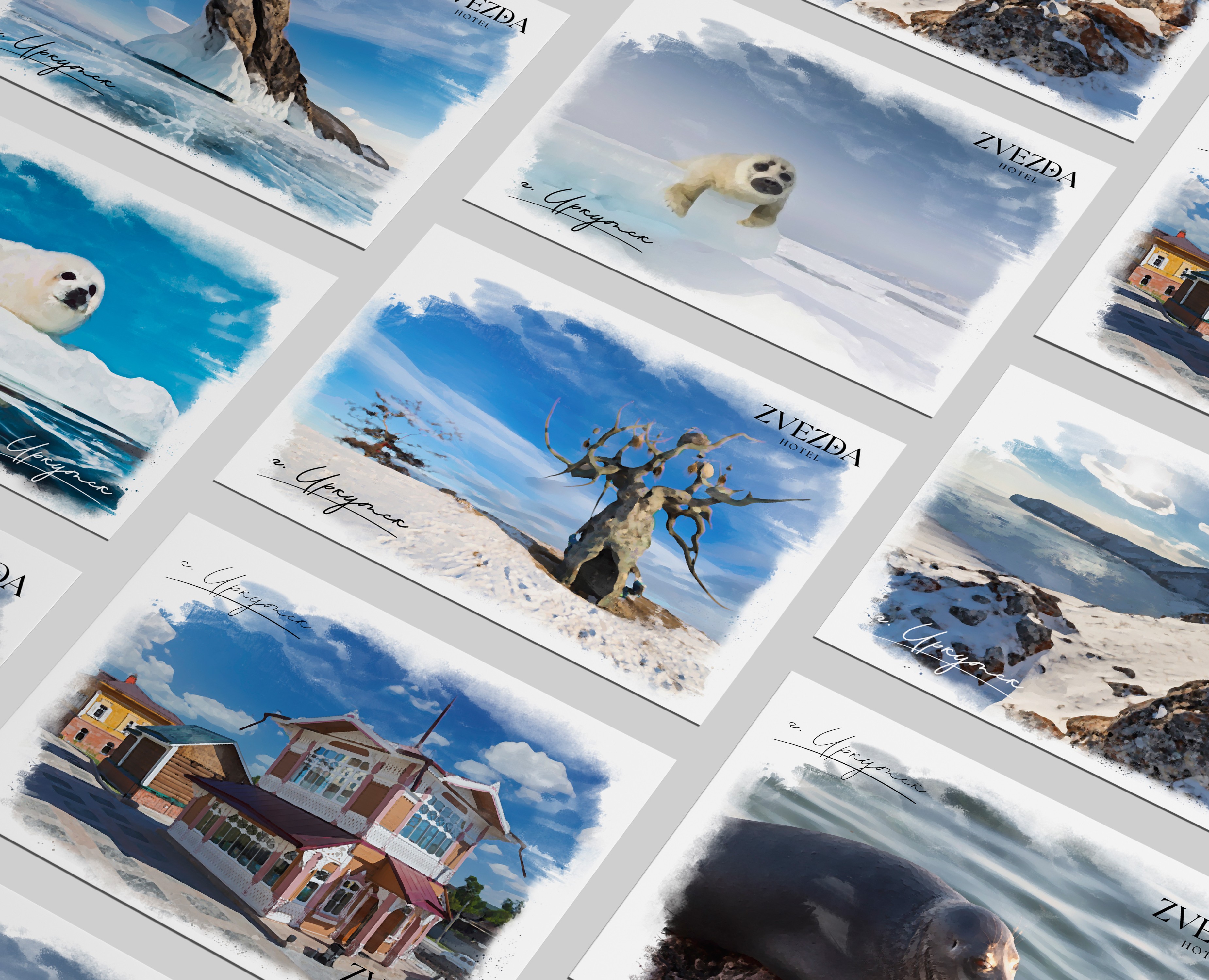 Серия открыток для отеля «ZVEZDA» — Брендинг, Иллюстрация на Dprofile