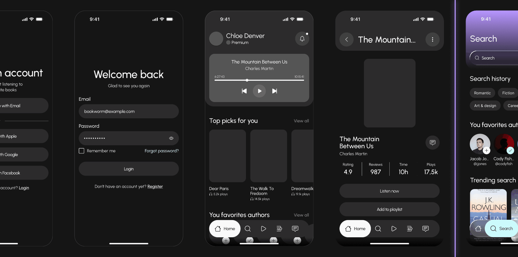 Mobile app for audio library | Bookly — Изображение №10 — Интерфейсы на Dprofile