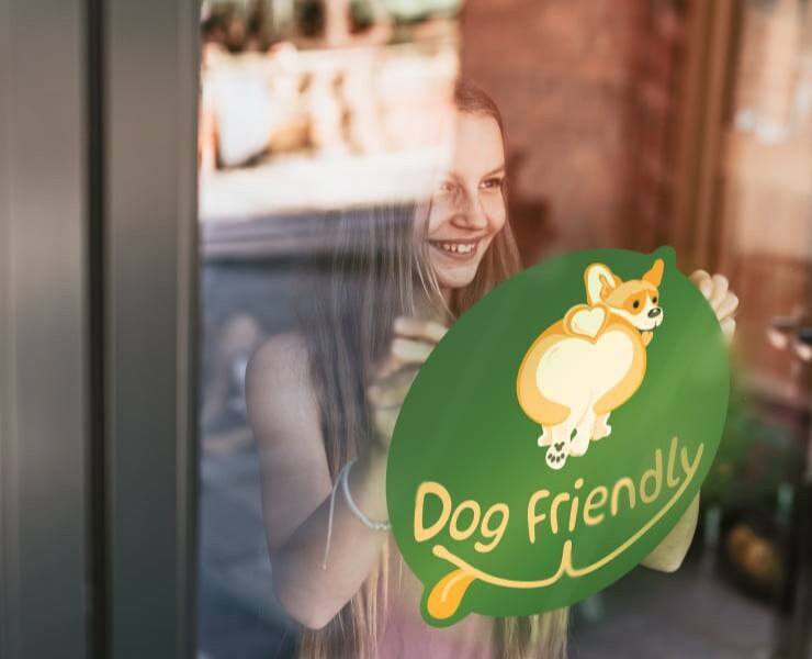 Стикер-наклейка «Dog Friendly» — Иллюстрация, Маркетинг на Dprofile
