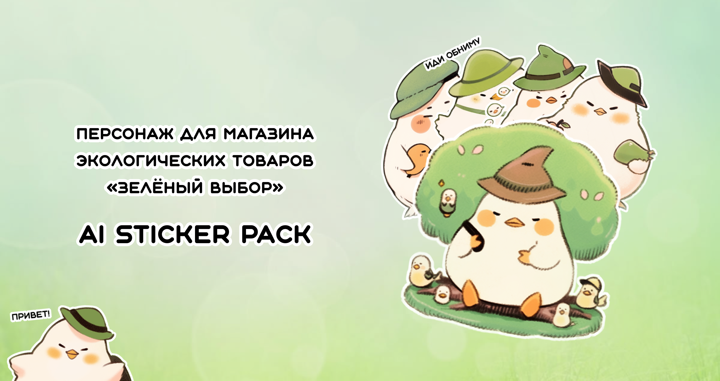 Персонаж для магазина экотоваров - Ai sticker pack — Изображение №1 — Иллюстрация на Dprofile