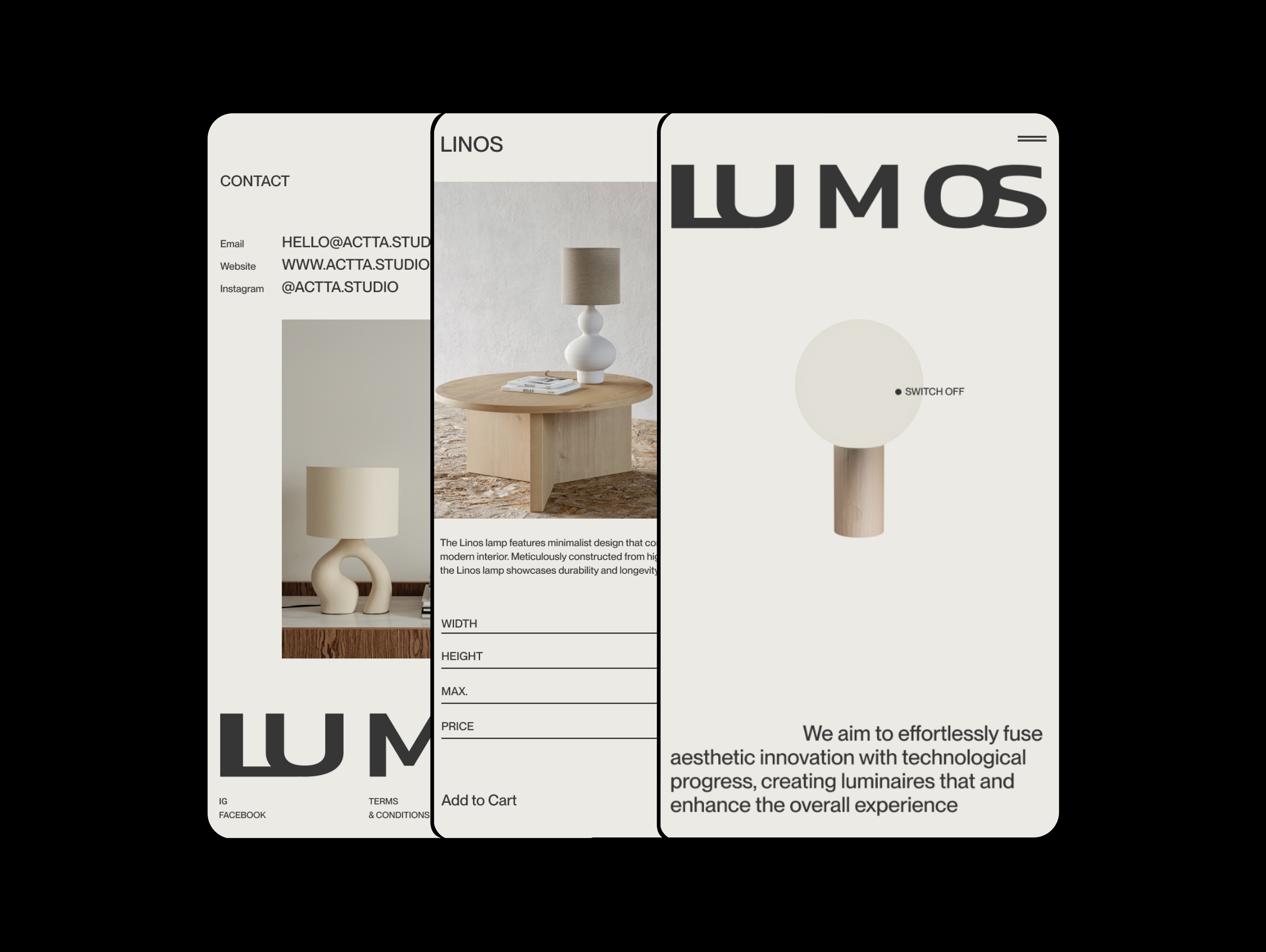 LUMOS - Designer Lightning Manufacture ©2024 — Изображение №4 — Интерфейсы, Брендинг на Dprofile