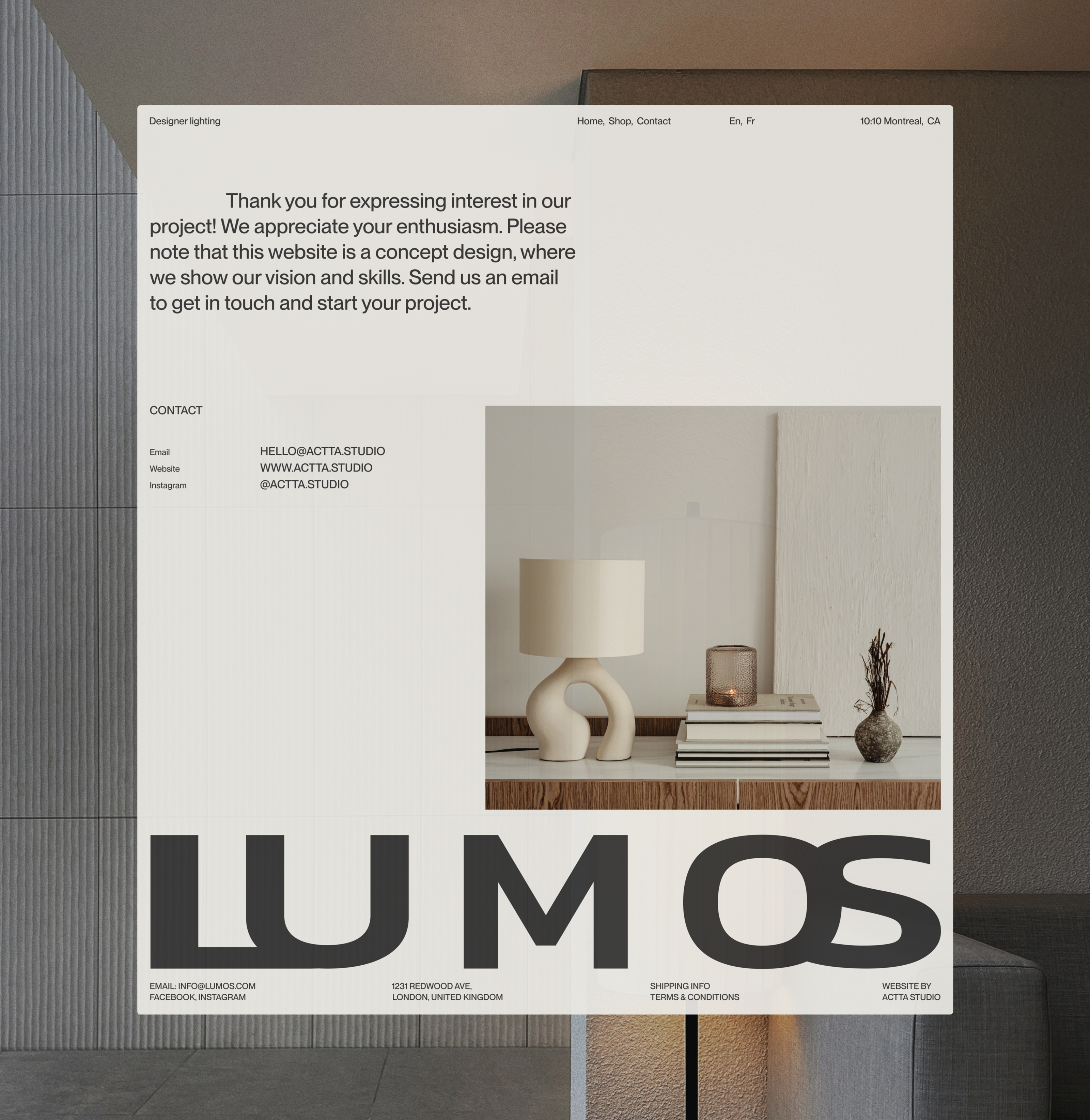 LUMOS - Designer Lightning Manufacture ©2024 — Изображение №7 — Интерфейсы, Брендинг на Dprofile