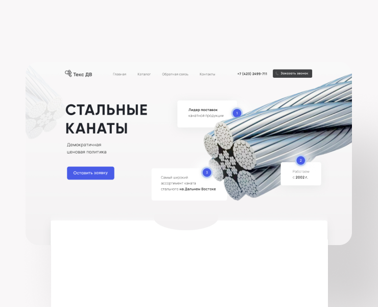 Текс ДВ —Многостраничный сайт по продаже стальных канатов — Изображение №1 — Интерфейсы, Графика на Dprofile