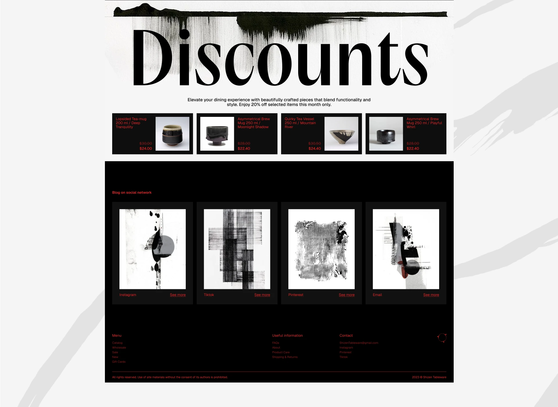 Shizen Tableware | Online store — Изображение №4 — Интерфейсы на Dprofile