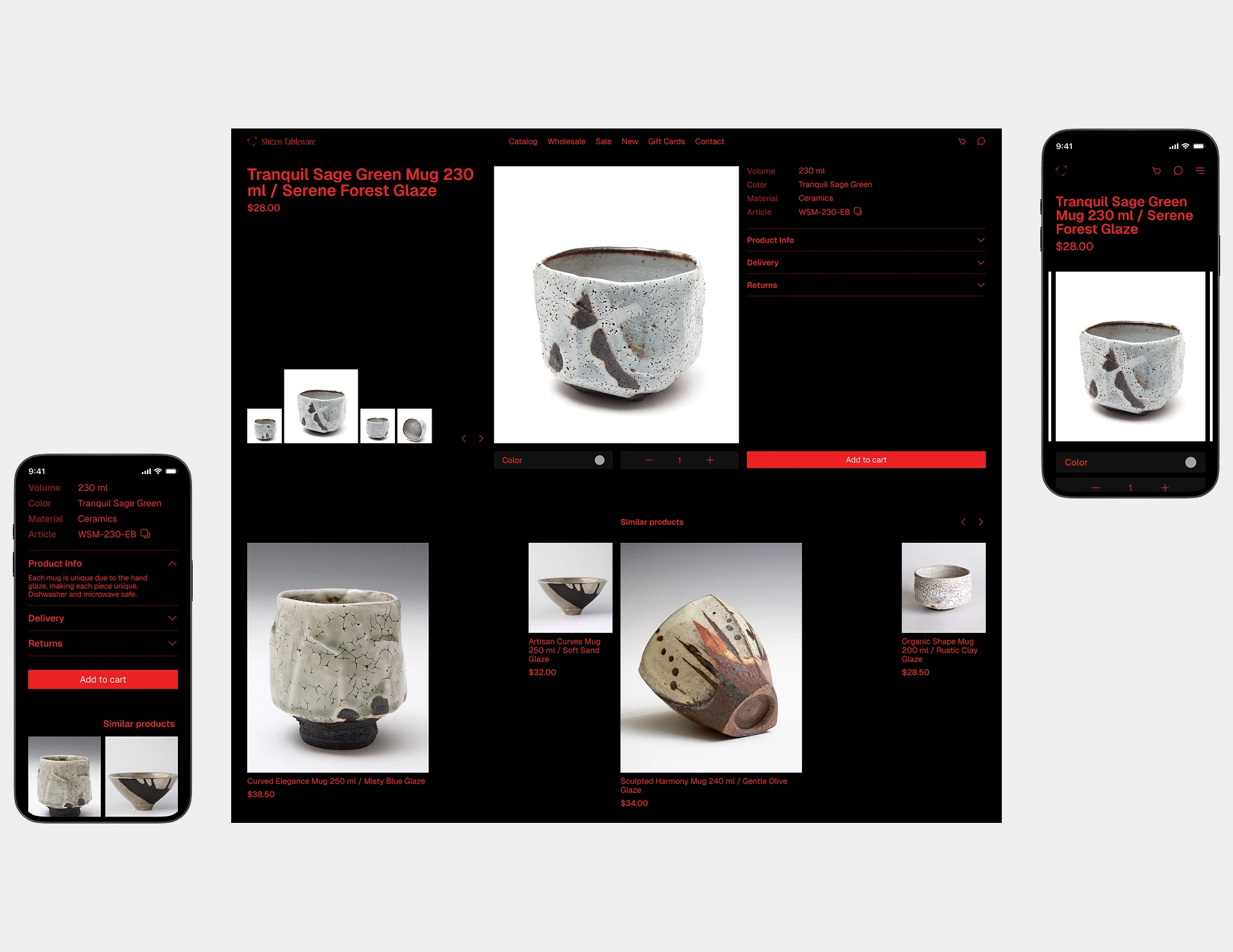 Shizen Tableware | Online store — Изображение №10 — Интерфейсы на Dprofile