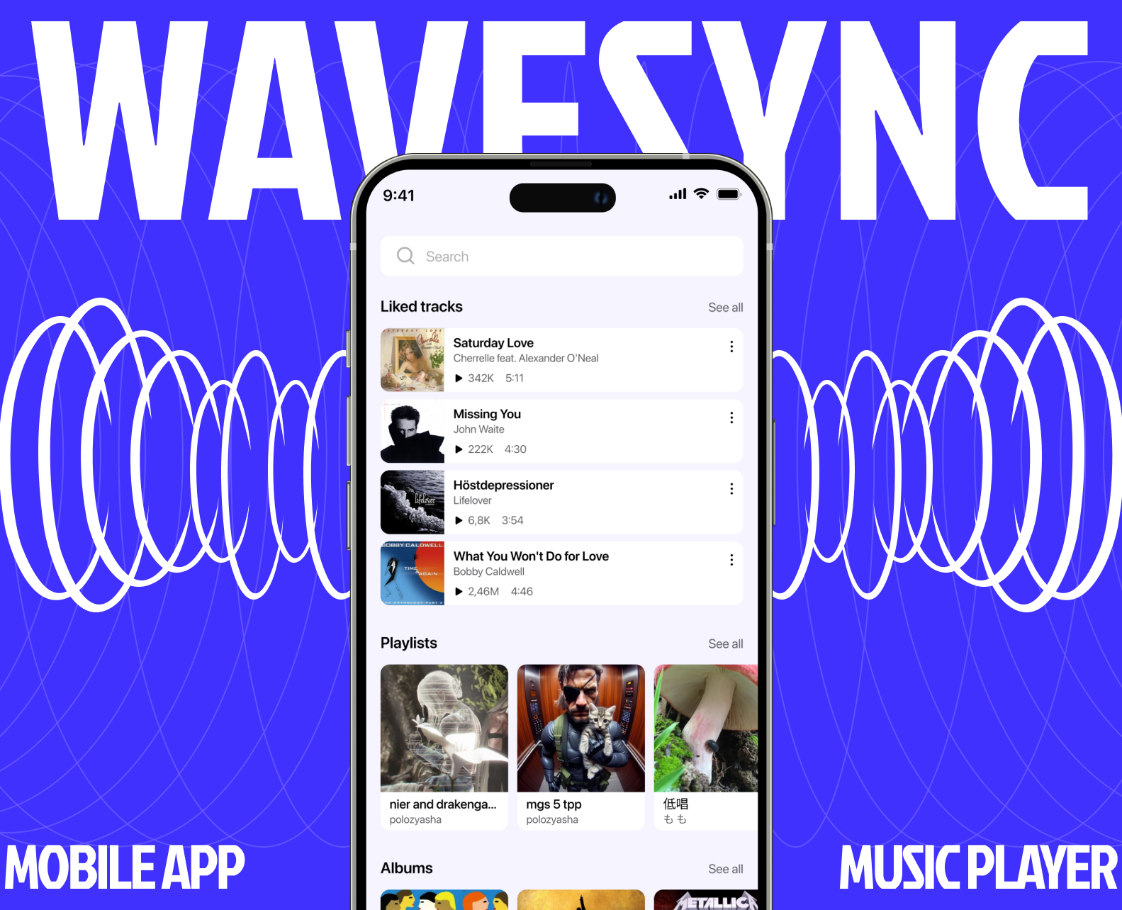 WaveSync | Mobile App for listening to music — Интерфейсы на Dprofile