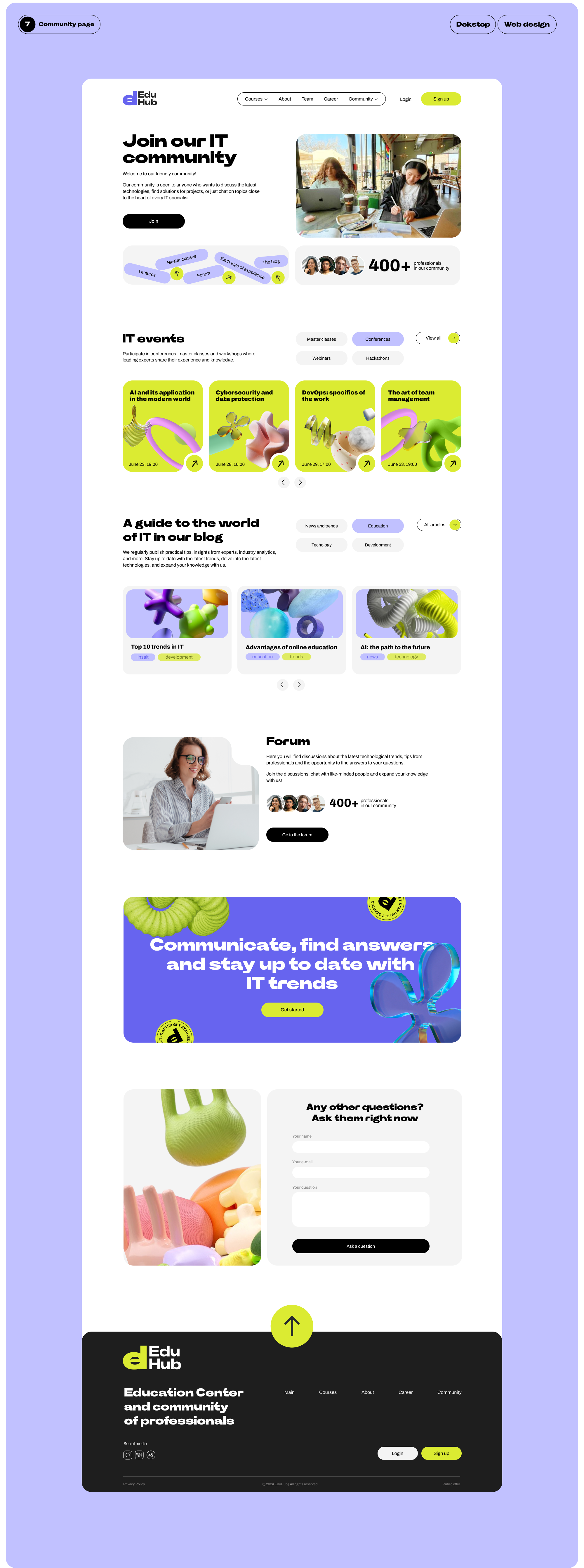 EduHub / IT Education Center/ UX UI / Brending — Изображение №10 — Интерфейсы, Брендинг на Dprofile