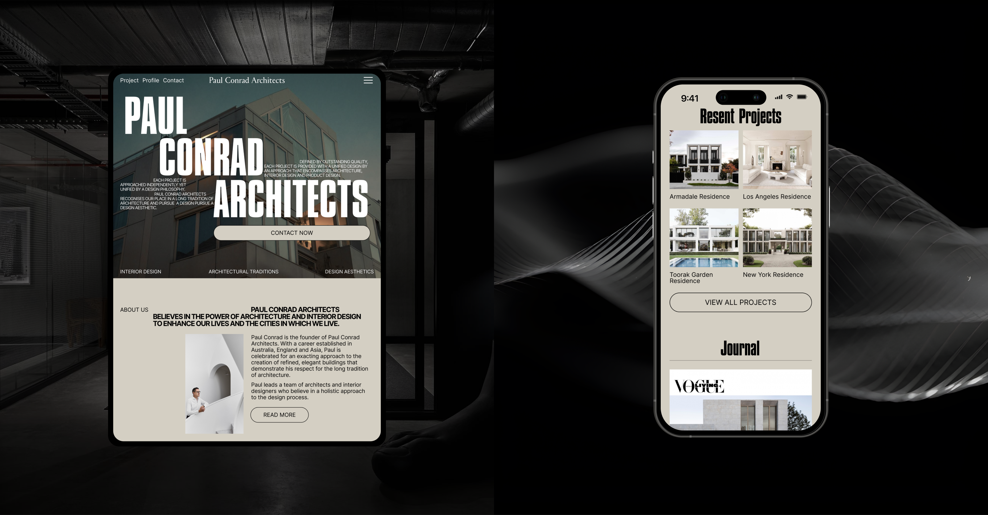 PAUL CONRAD ARCHITECTS | Corporate website — Изображение №4 — Интерфейсы на Dprofile