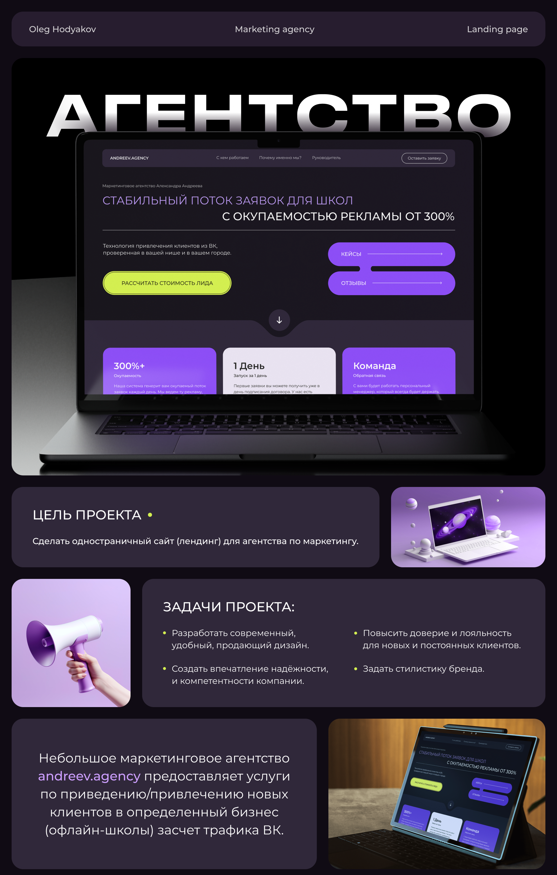 Лендинг для маркетинг агентства | Landing page for agency — Изображение №1 — Интерфейсы, Графика на Dprofile