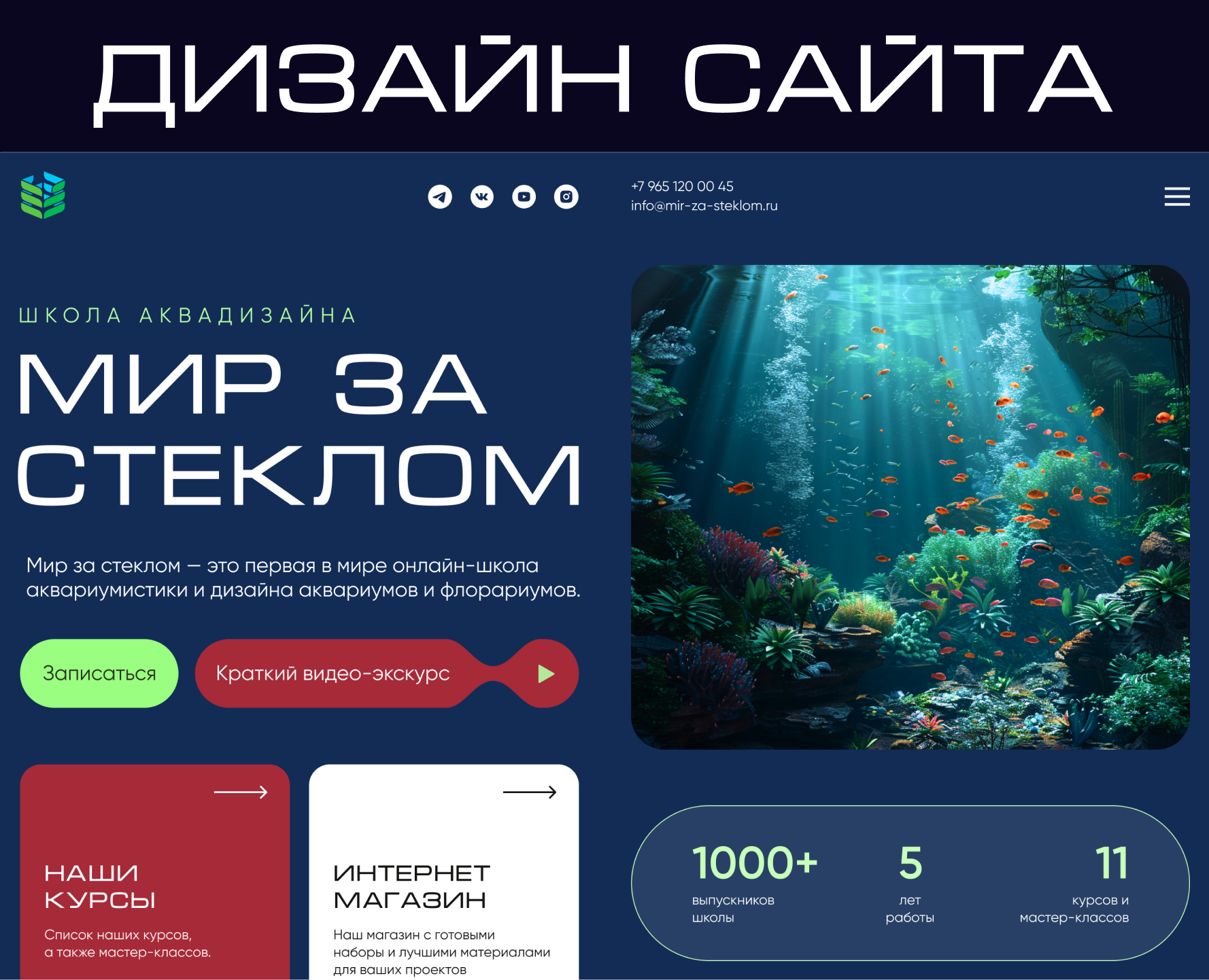 Сайт для школы аквадизайна — Интерфейсы, Графика на Dprofile