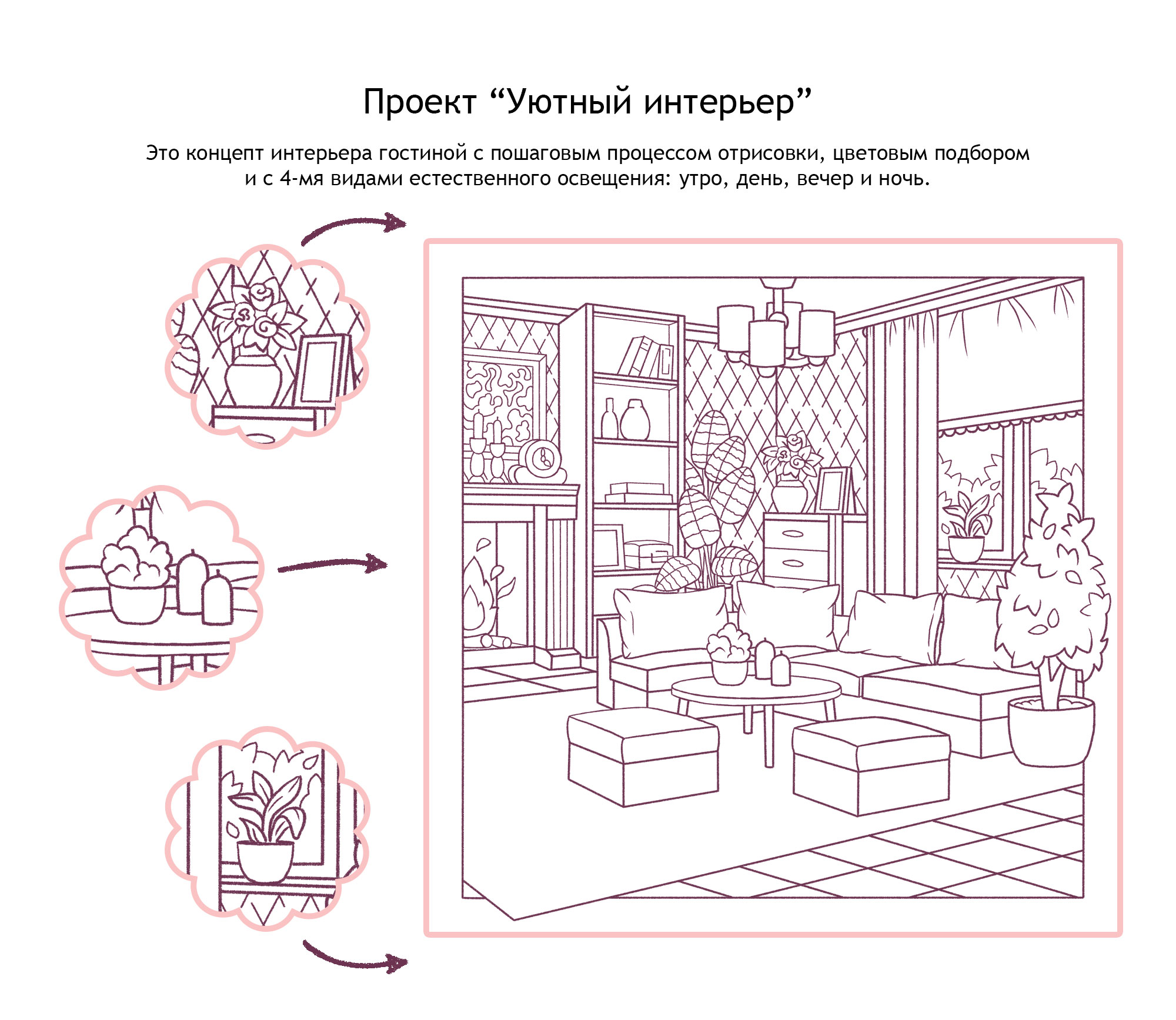 Уютная гостиная — Изображение №2 — Иллюстрация на Dprofile