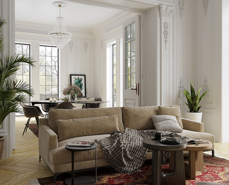 Living room in classic style — Иллюстрация, 3D на Dprofile