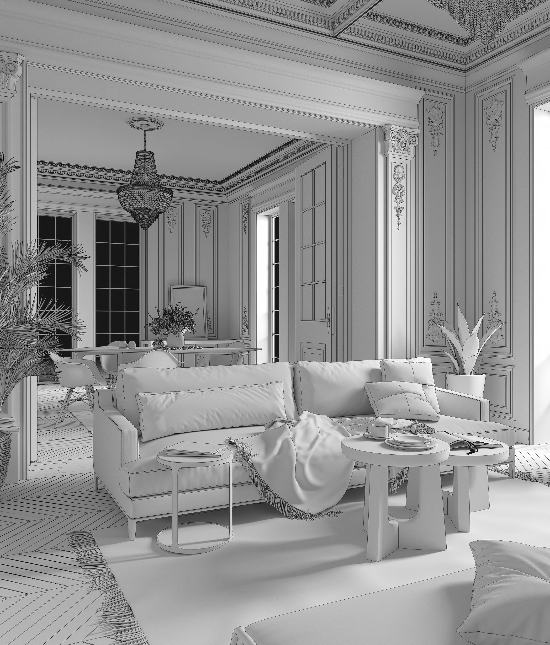 Living room in classic style — Изображение №2 — Иллюстрация, 3D на Dprofile