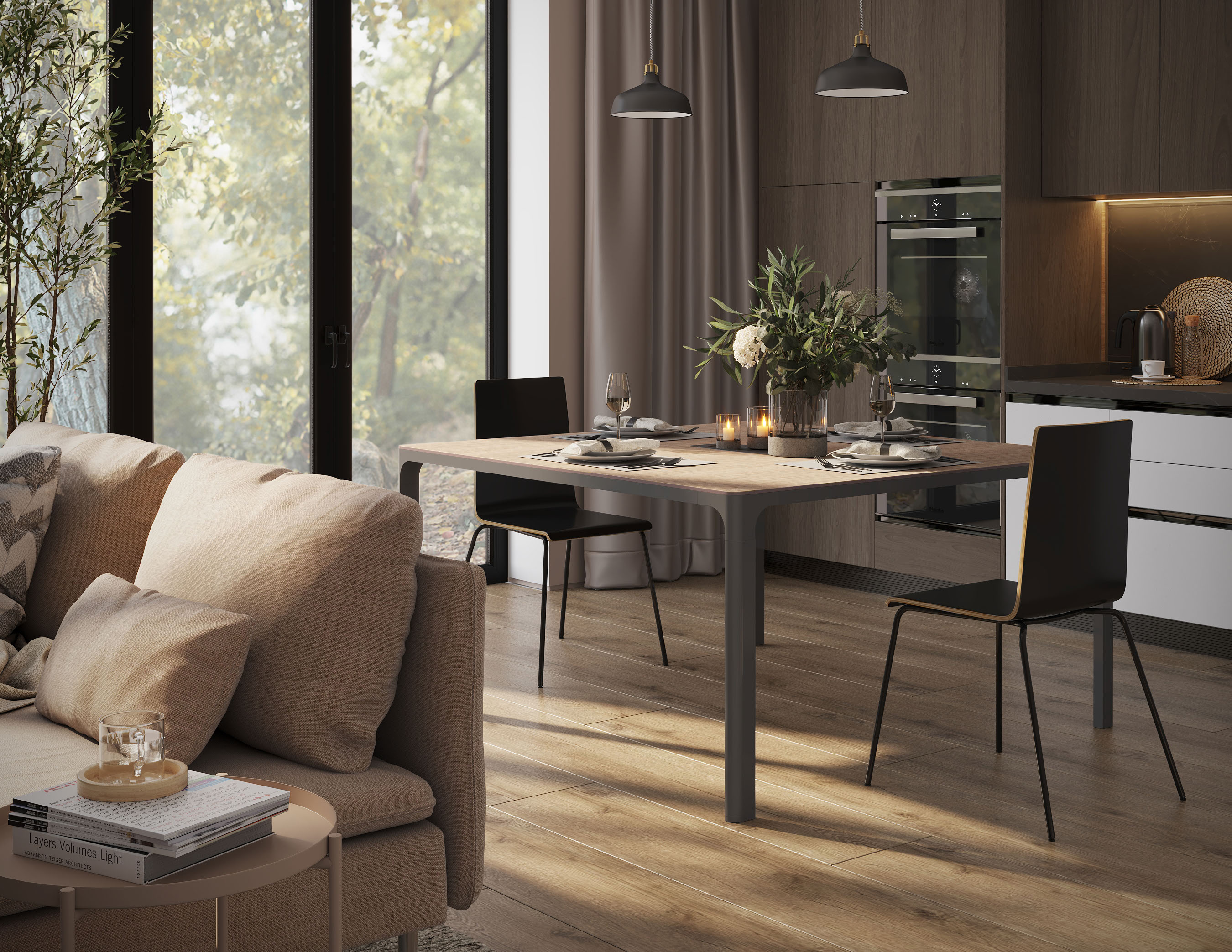 Living room in coffee tones — Изображение №2 — Иллюстрация, 3D на Dprofile