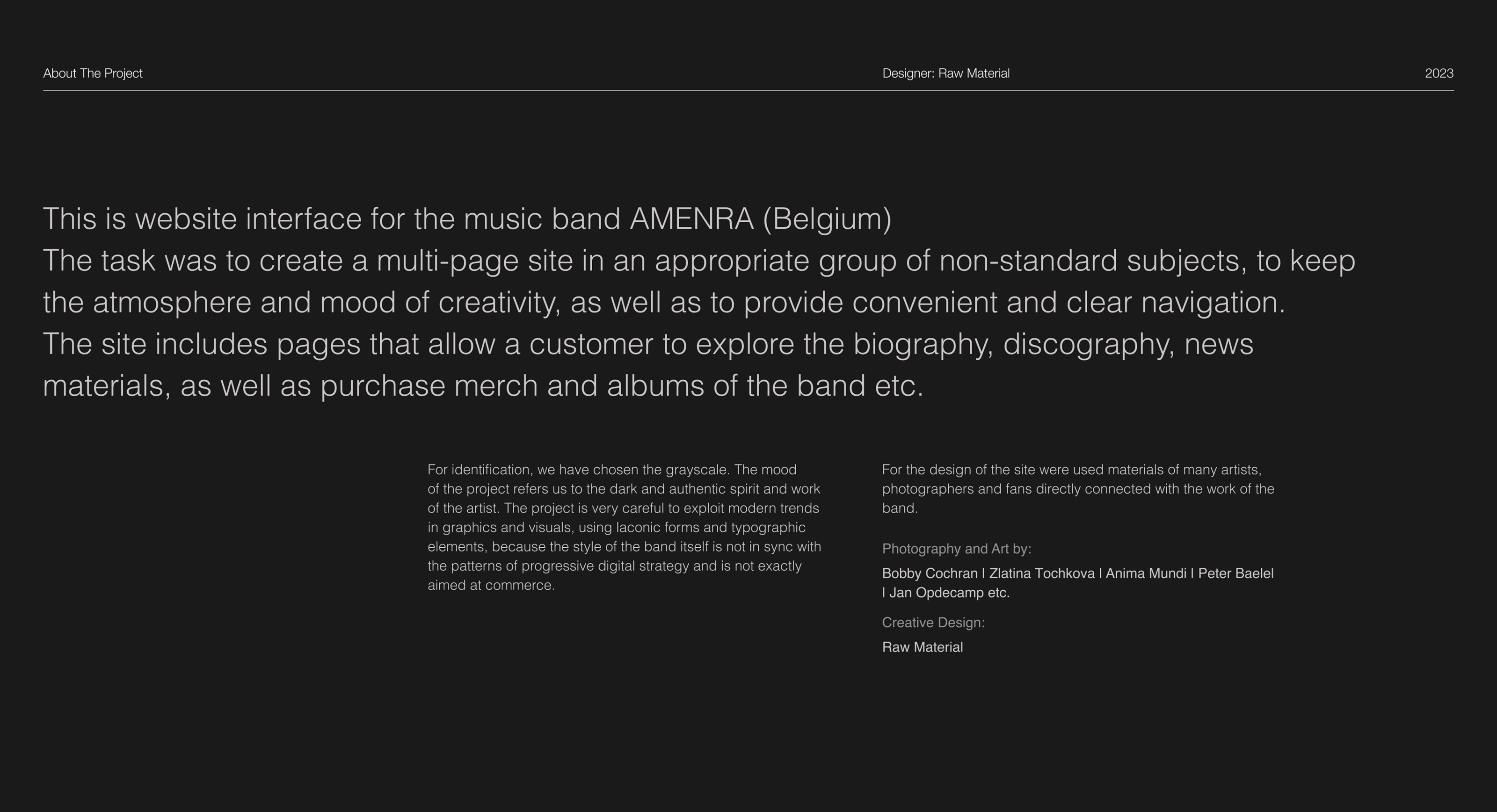 Amenra Band web-site design. — Изображение №2 — Интерфейсы на Dprofile