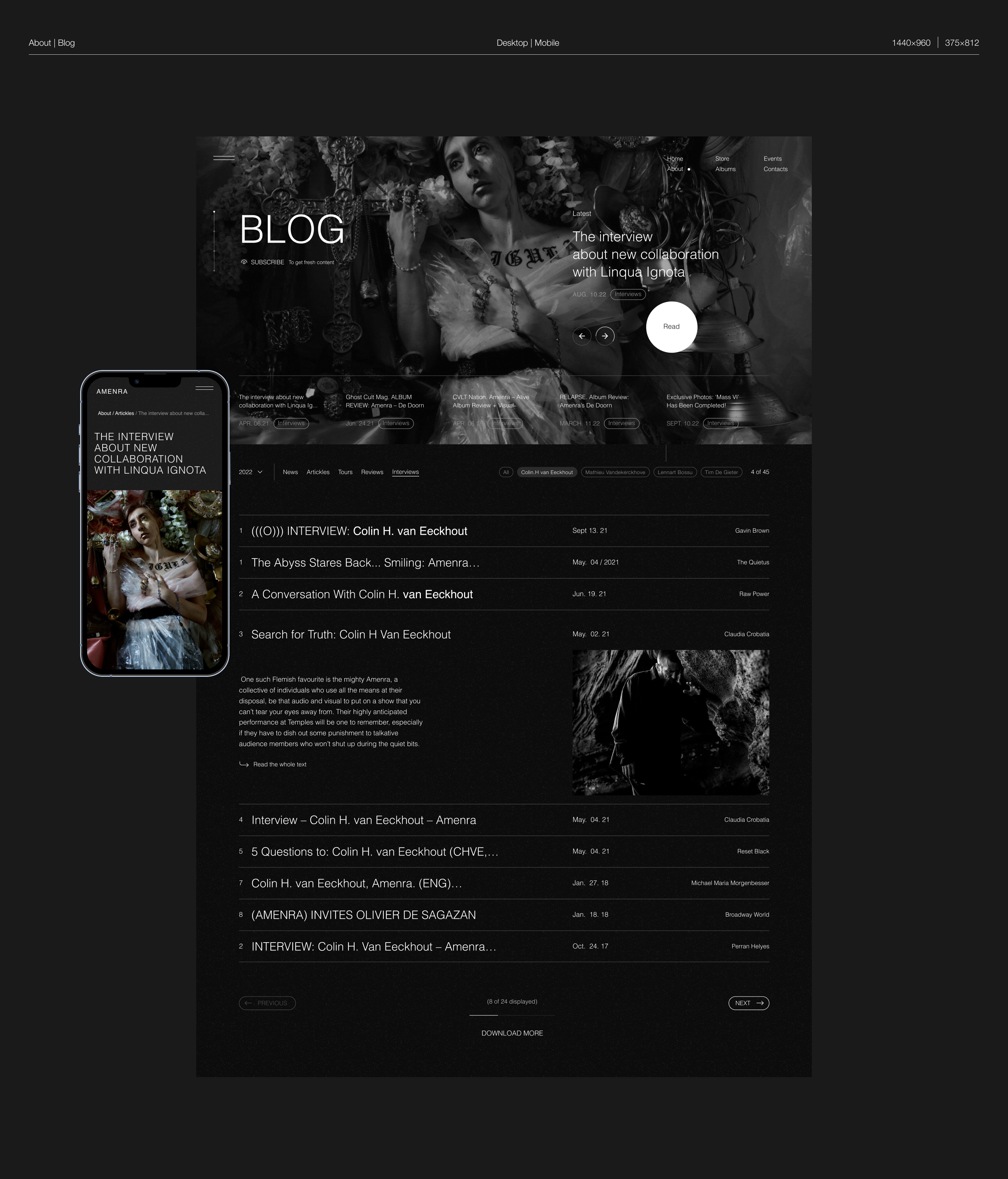 Amenra Band web-site design. — Изображение №15 — Интерфейсы на Dprofile