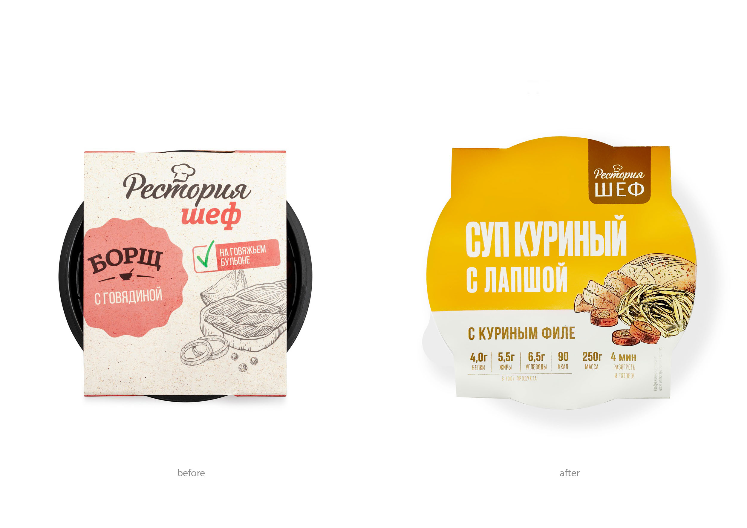 Рестория Шеф: упаковка готовой еды — Изображение №2 — Брендинг, Иллюстрация на Dprofile