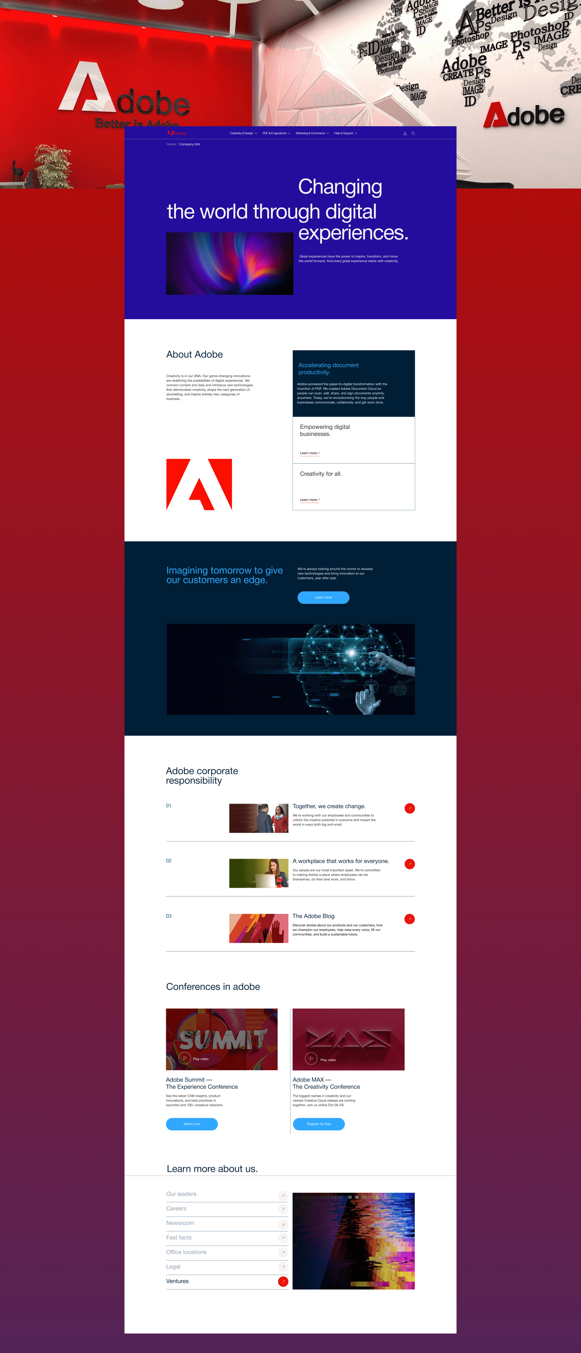 Adobe - Corporate Website Redesign — Изображение №8 — Интерфейсы, Брендинг на Dprofile