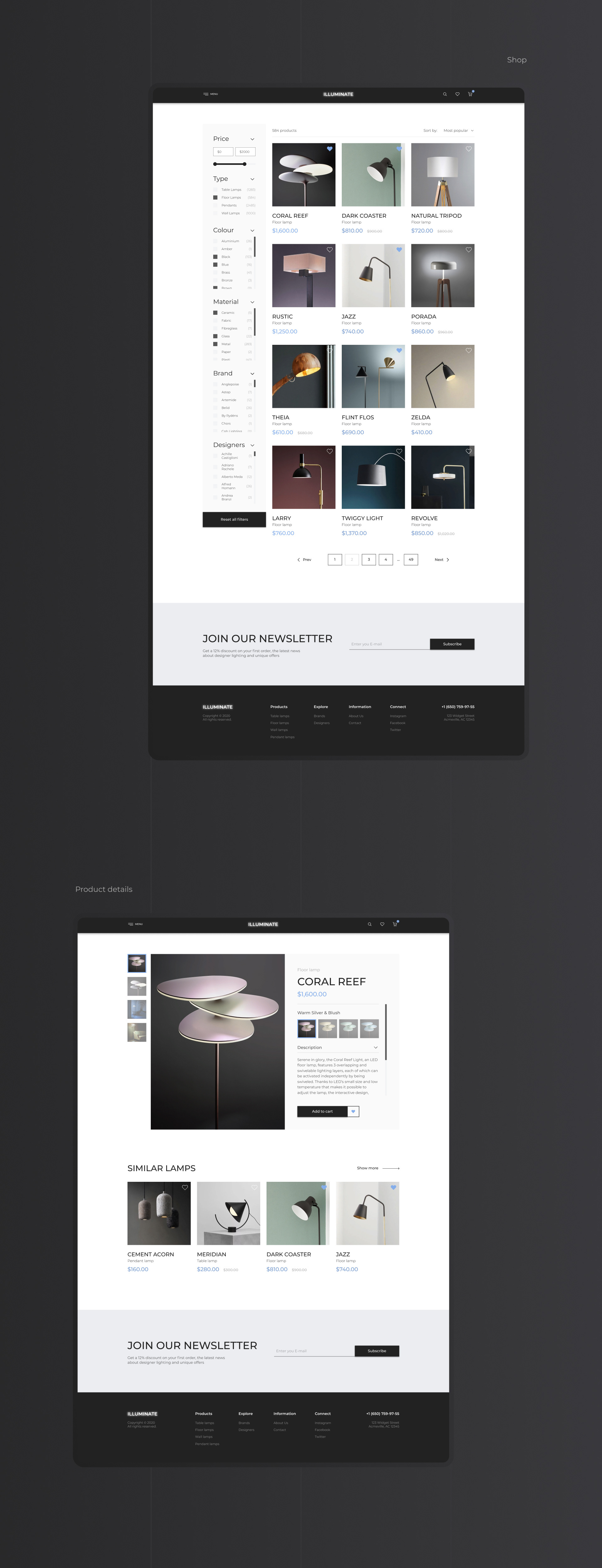 «Illuminate» lamp shop — Изображение №3 — Интерфейсы на Dprofile