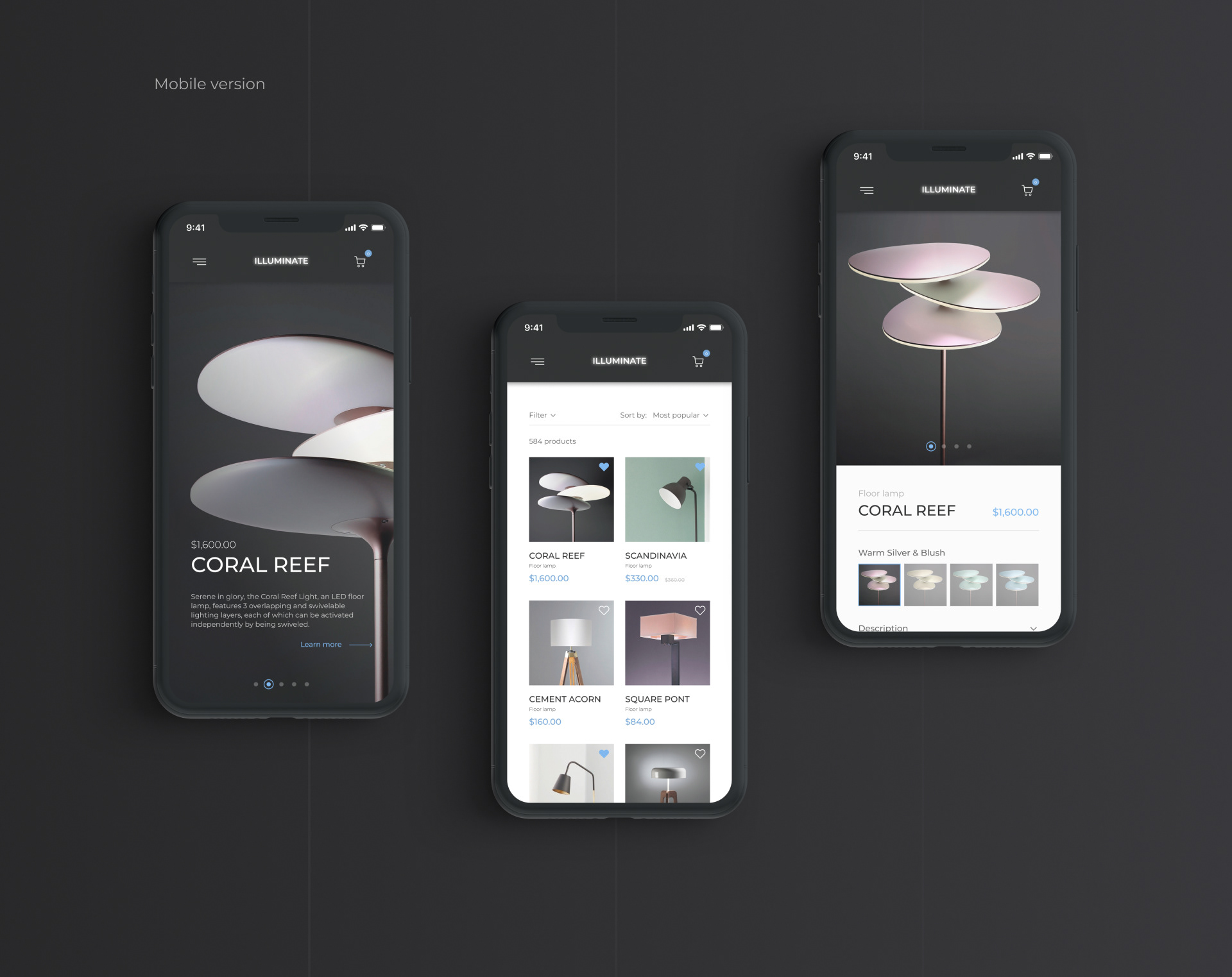 «Illuminate» lamp shop — Изображение №4 — Интерфейсы на Dprofile