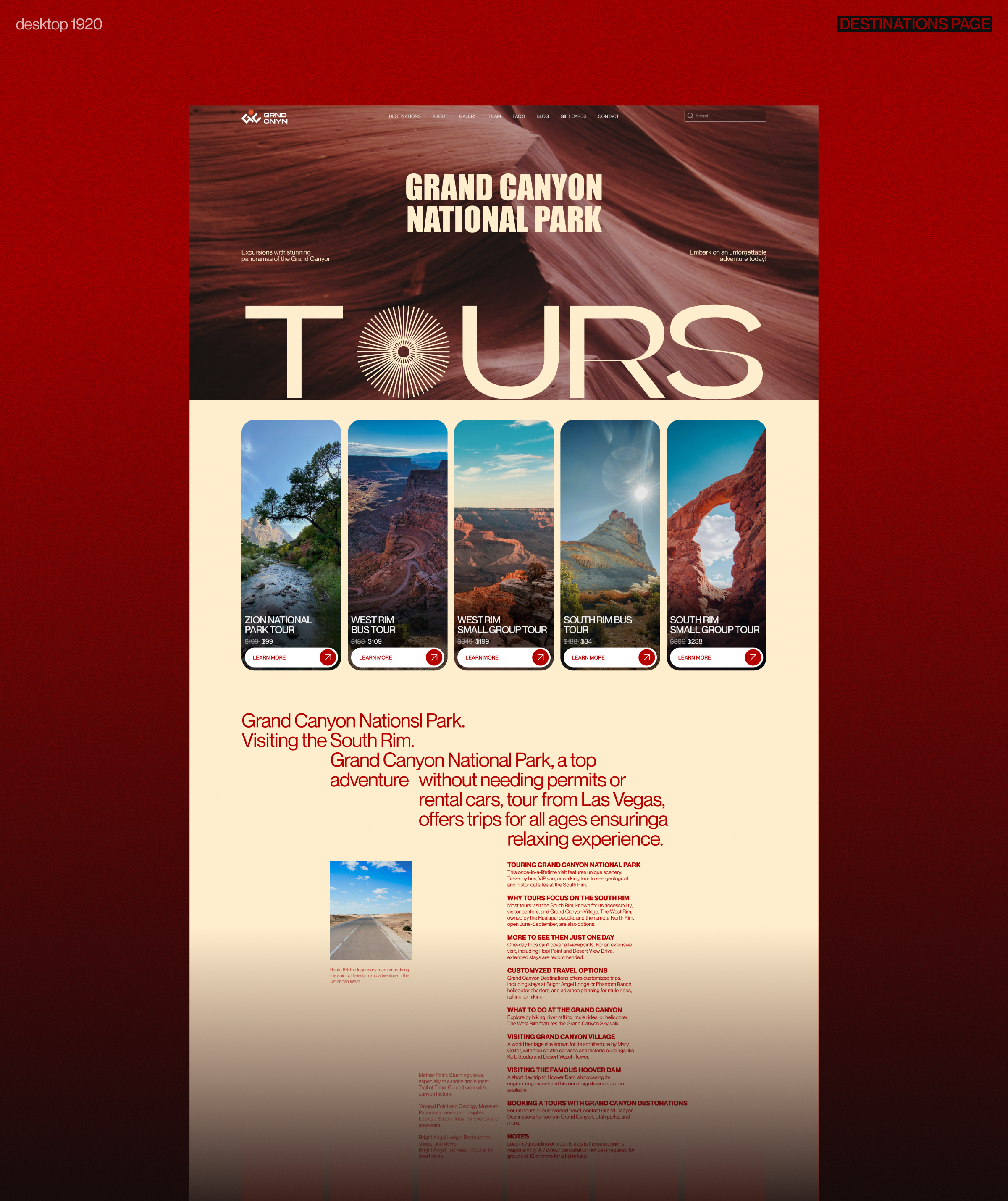 GRAND CANYON DESTINATION | CORPORATE WEBSITE — Изображение №5 — Интерфейсы, Графика на Dprofile