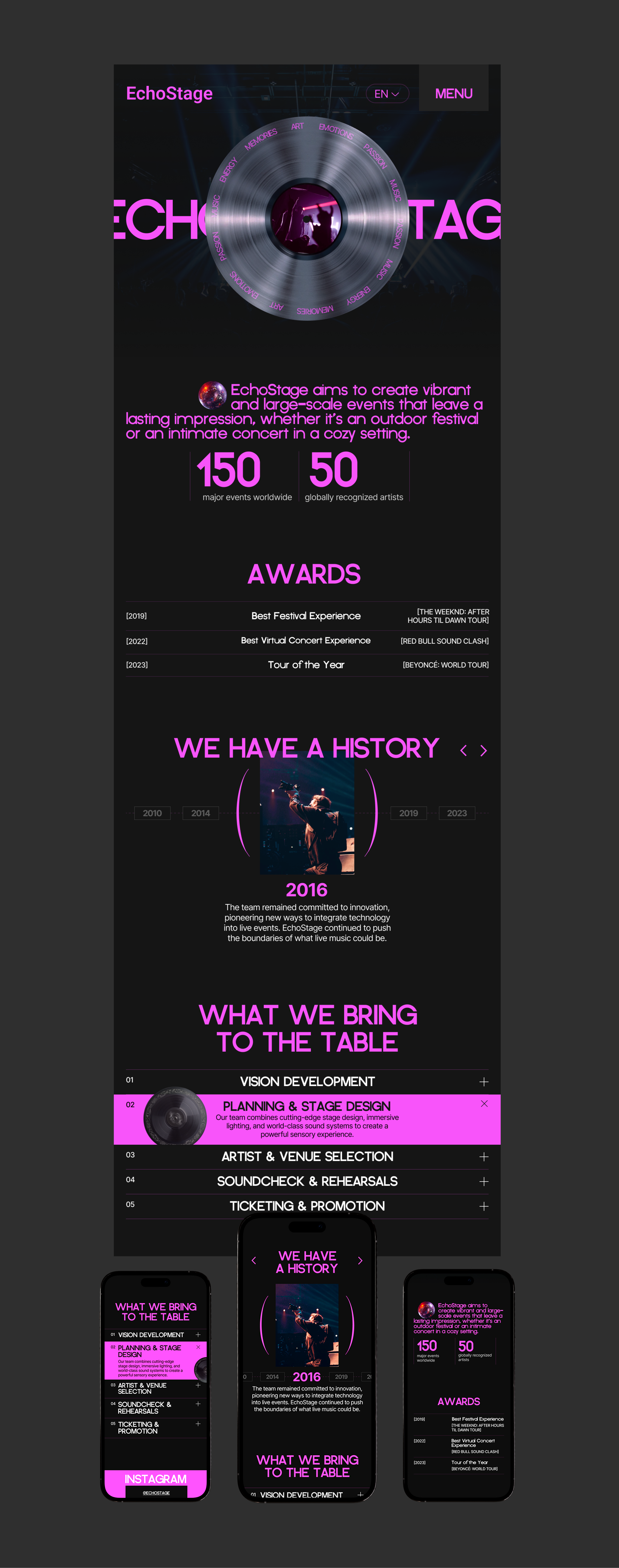 ECHOSTAGE | Corporate Website — Изображение №9 — Интерфейсы, Анимация на Dprofile