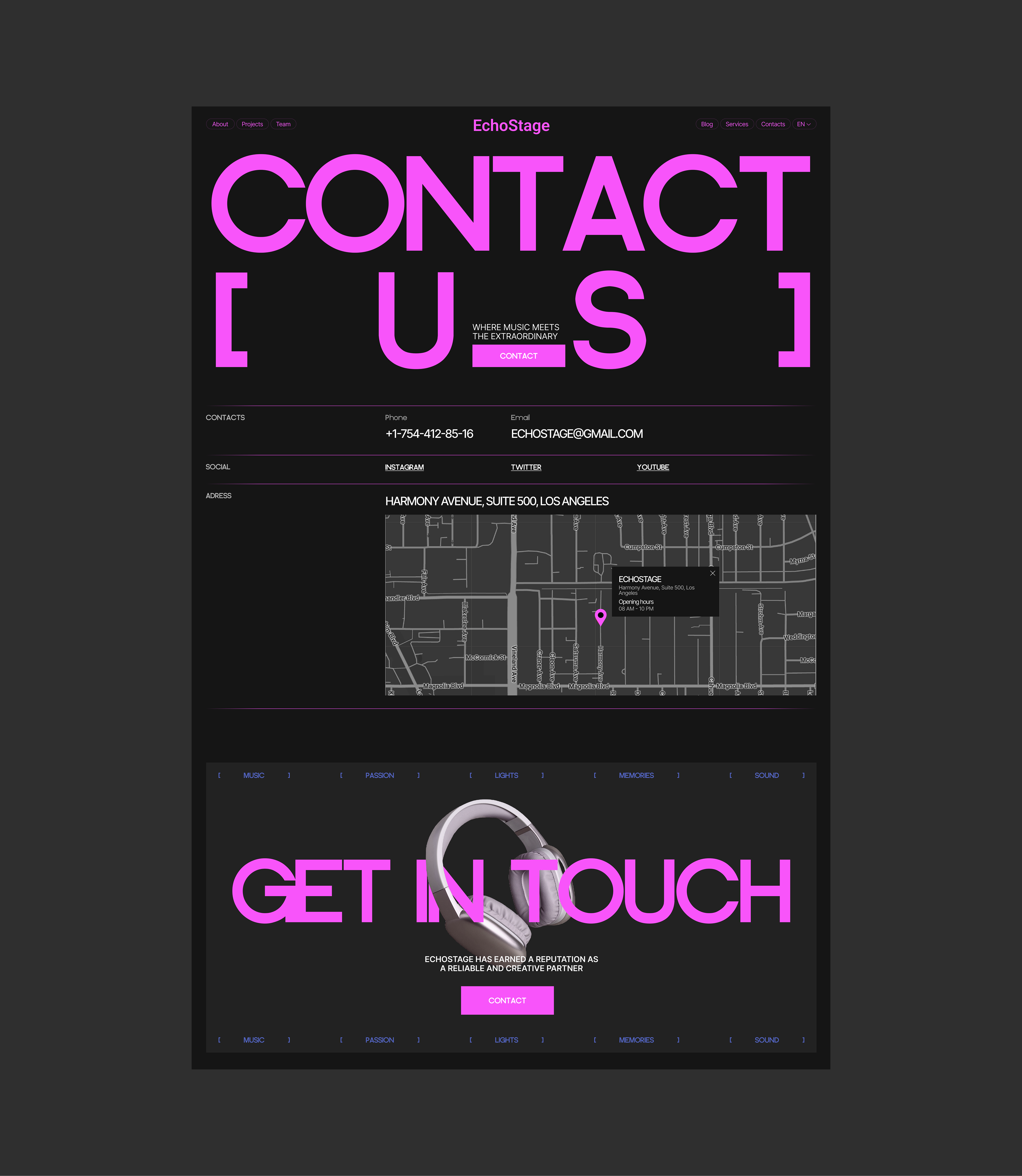 ECHOSTAGE | Corporate Website — Изображение №11 — Интерфейсы, Анимация на Dprofile