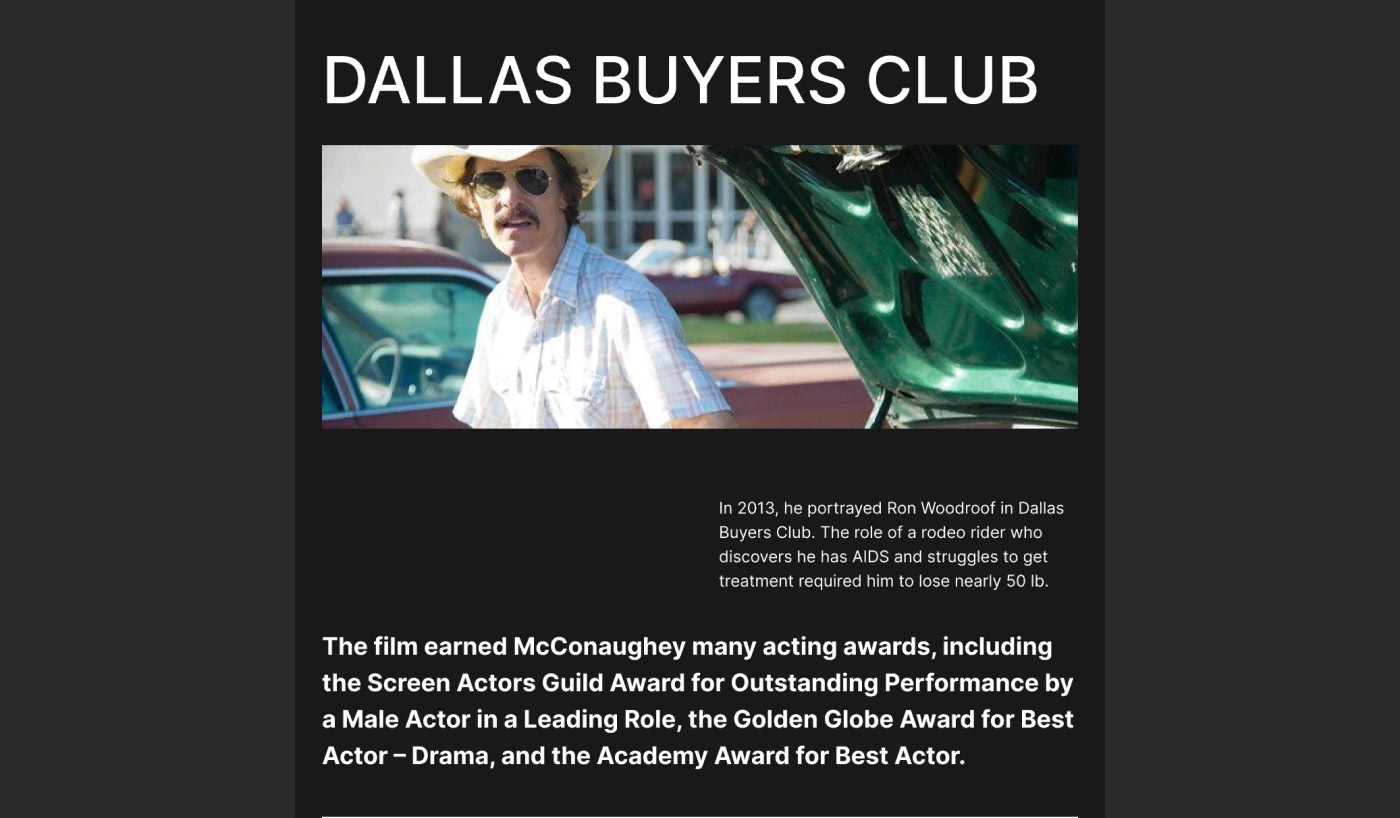 MATTHEW MCCONAUGHEY — personal website — Изображение №11 — Интерфейсы на Dprofile