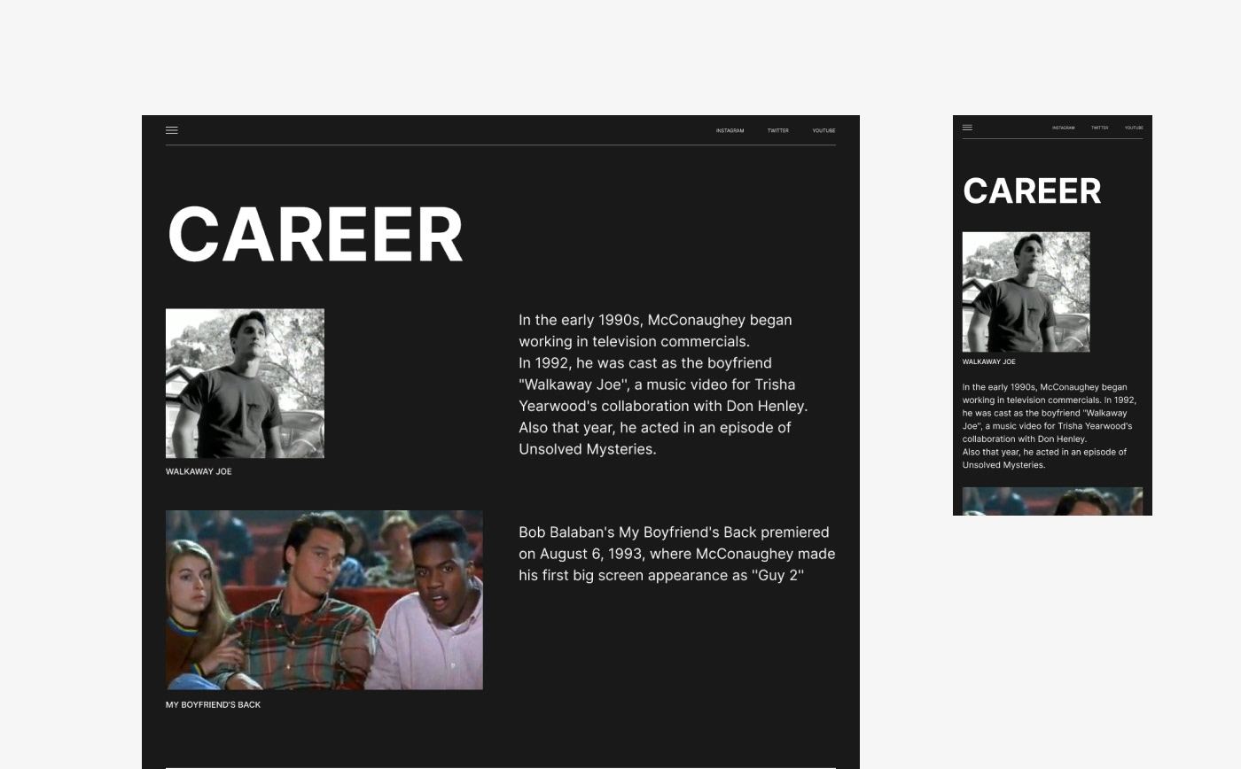 MATTHEW MCCONAUGHEY — personal website — Изображение №6 — Интерфейсы на Dprofile