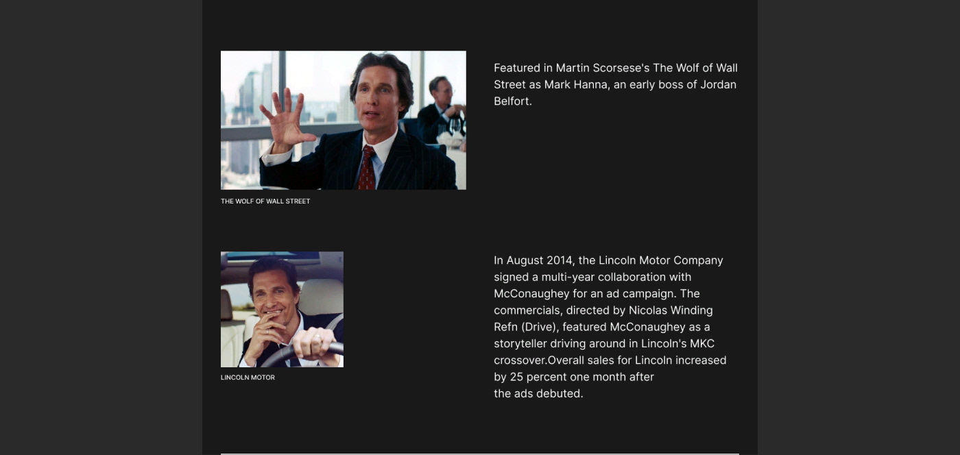 MATTHEW MCCONAUGHEY — personal website — Изображение №12 — Интерфейсы на Dprofile