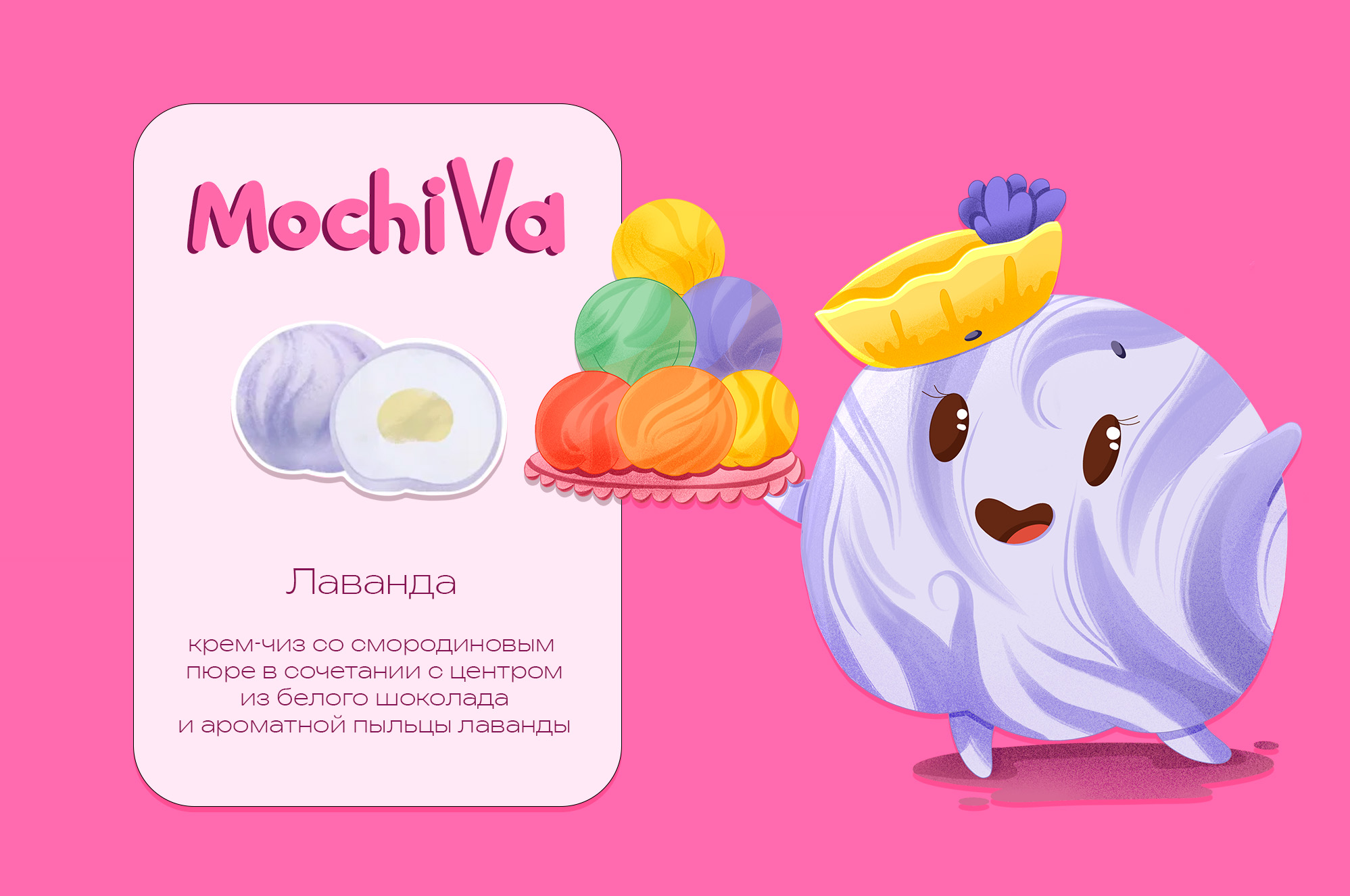 Mochiland.  Бренд персонаж для кафе мотти — Изображение №2 — Брендинг, Иллюстрация на Dprofile