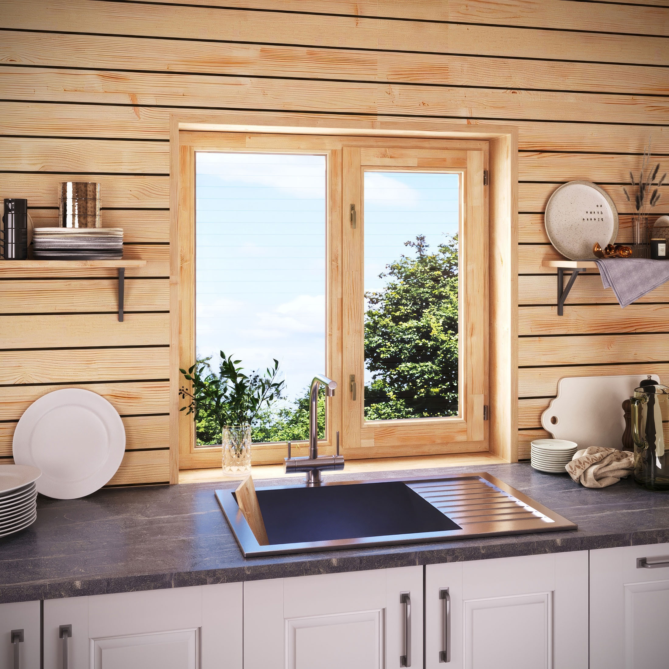 Деревянное окно | клеенный массив сосны | wooden window — Изображение №1 — 3D на Dprofile