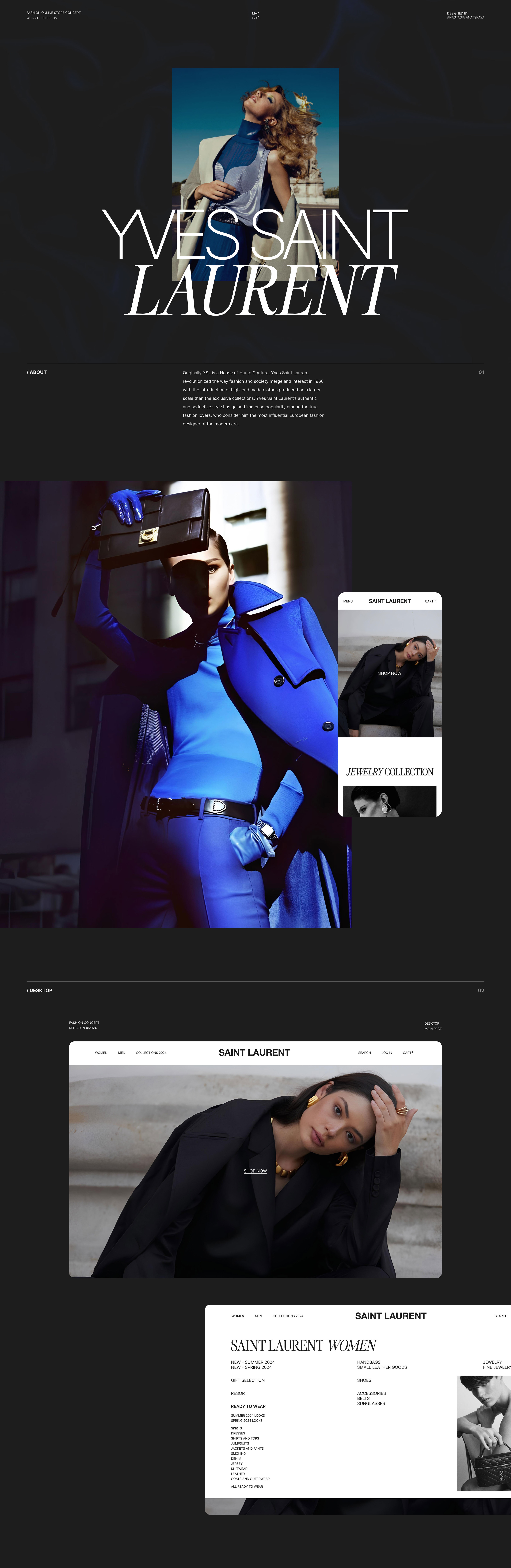 Landing page for fashion online store YSL | Сайт YSL — Изображение №1 — Интерфейсы на Dprofile