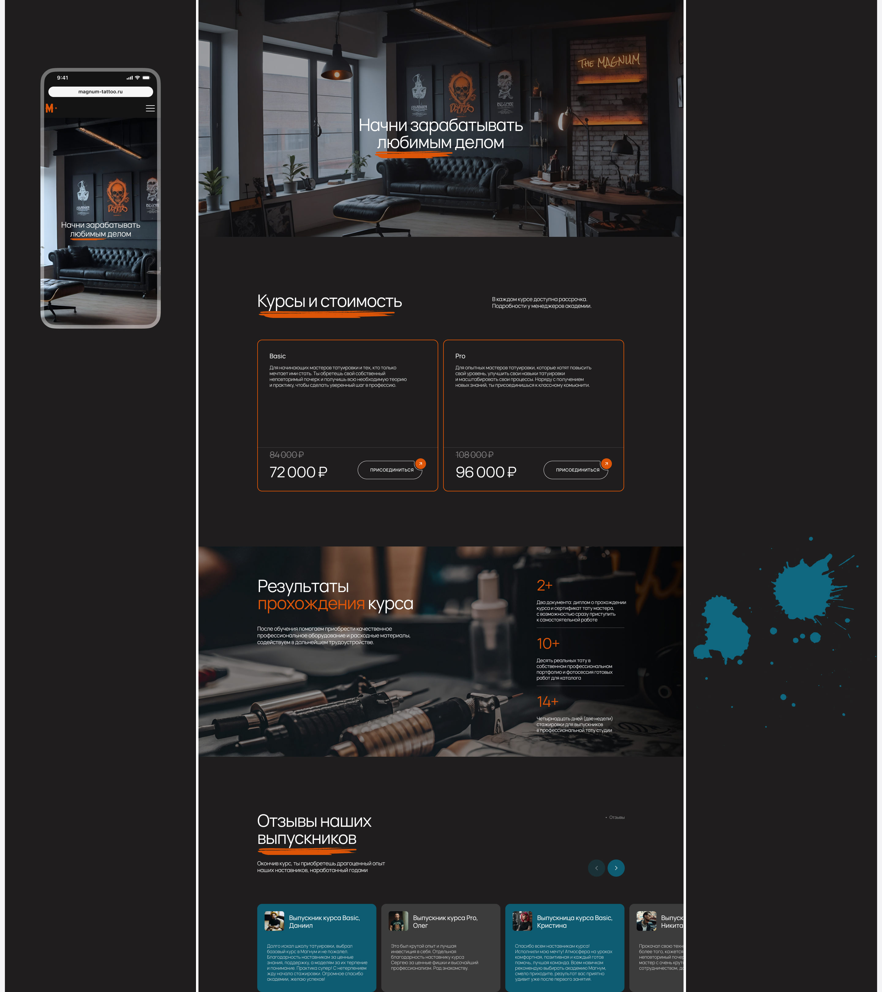 Landing page for Academy of Tattoo Art — Изображение №5 — Интерфейсы, Анимация на Dprofile