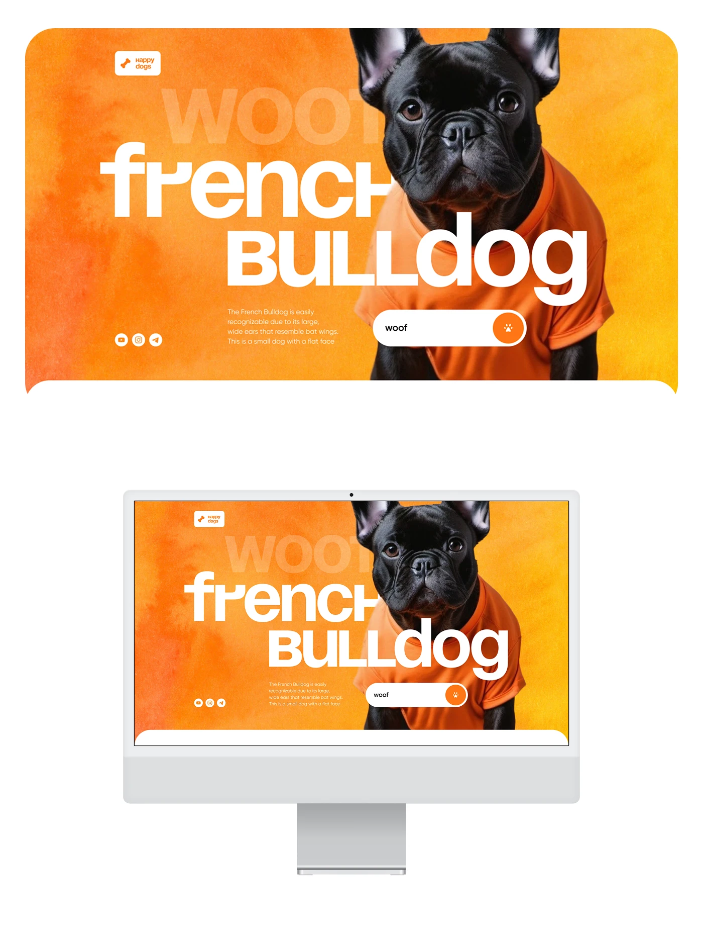 Landing Page French Bulldog — Изображение №4 — Интерфейсы, Брендинг на Dprofile