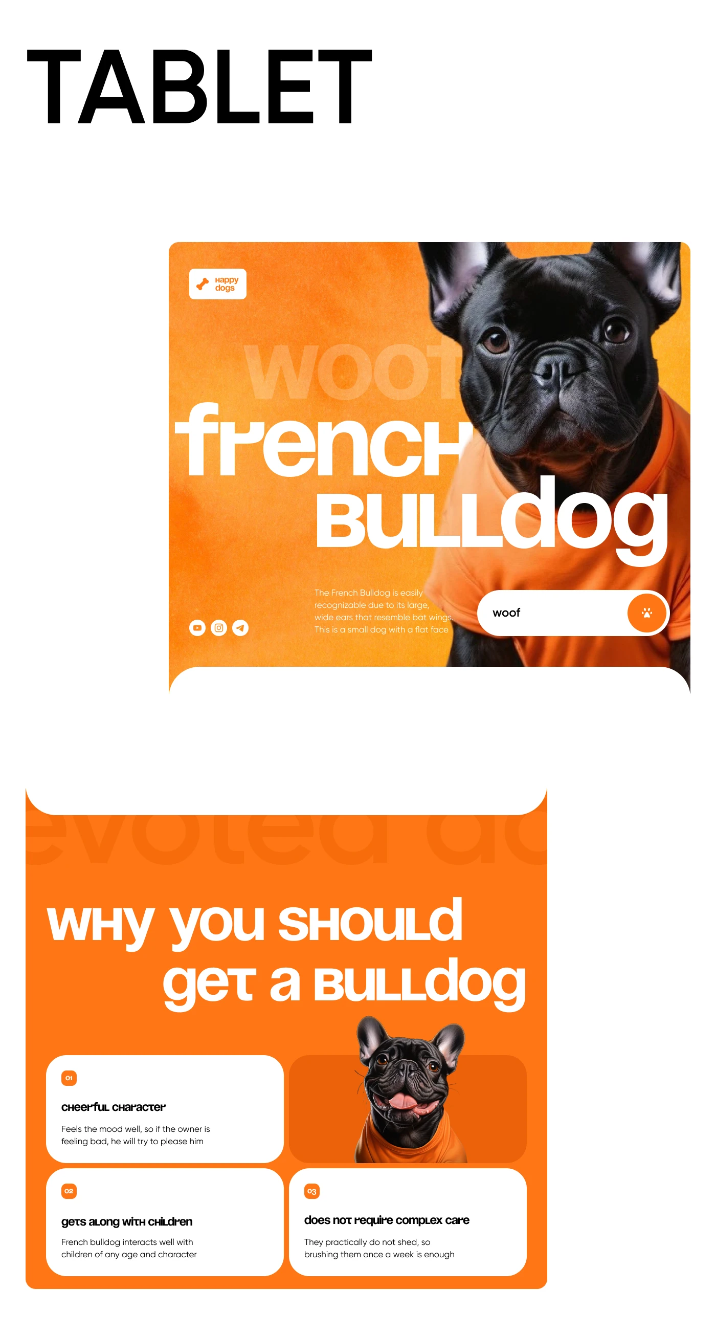Landing Page French Bulldog — Изображение №6 — Интерфейсы, Брендинг на Dprofile