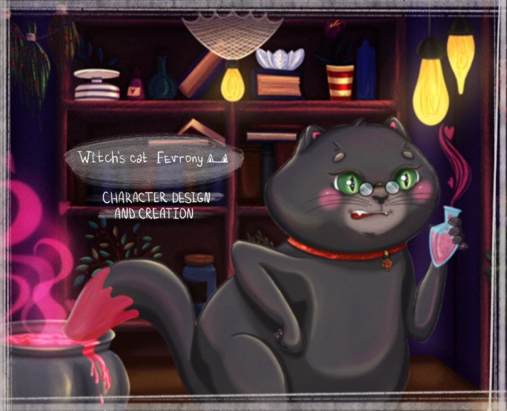 Character design "Witch's cat Fevrony" — Иллюстрация на Dprofile