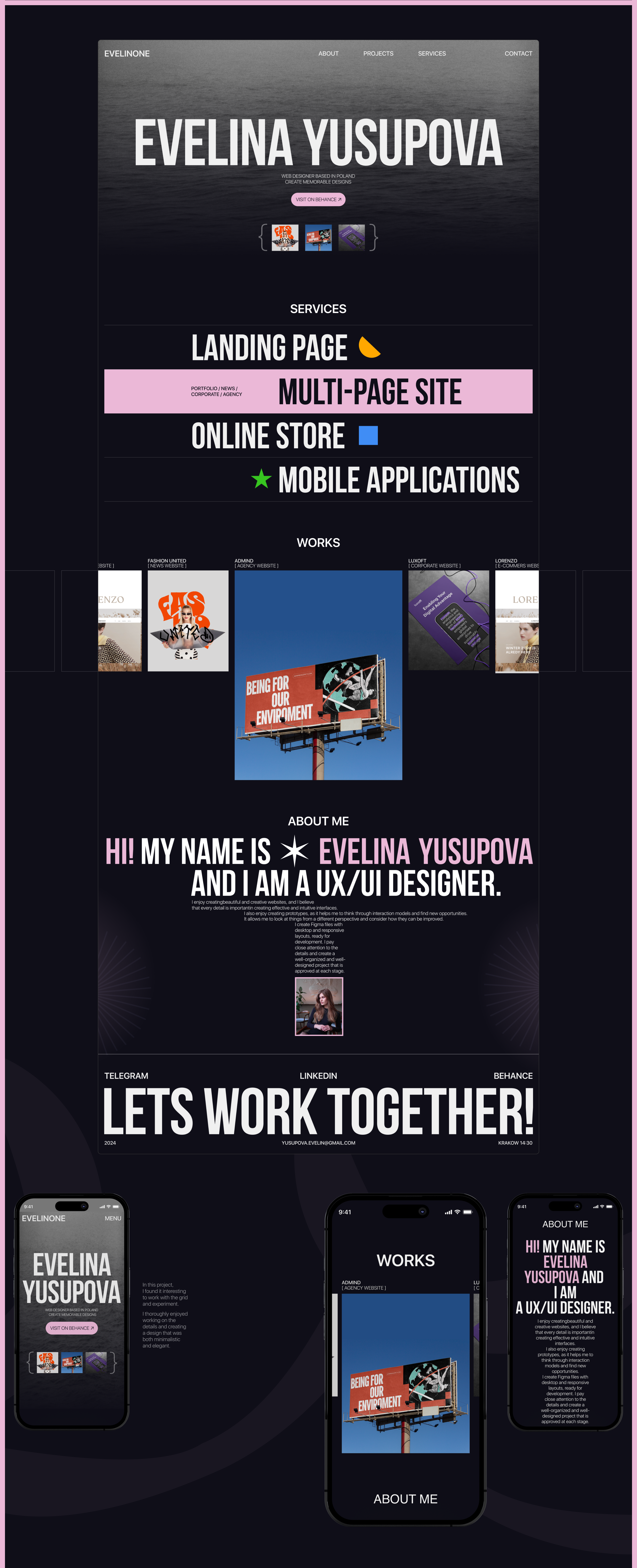 PORTFOLIO WEBSITE | UX/UI DESIGN — Изображение №2 — Интерфейсы, Брендинг на Dprofile