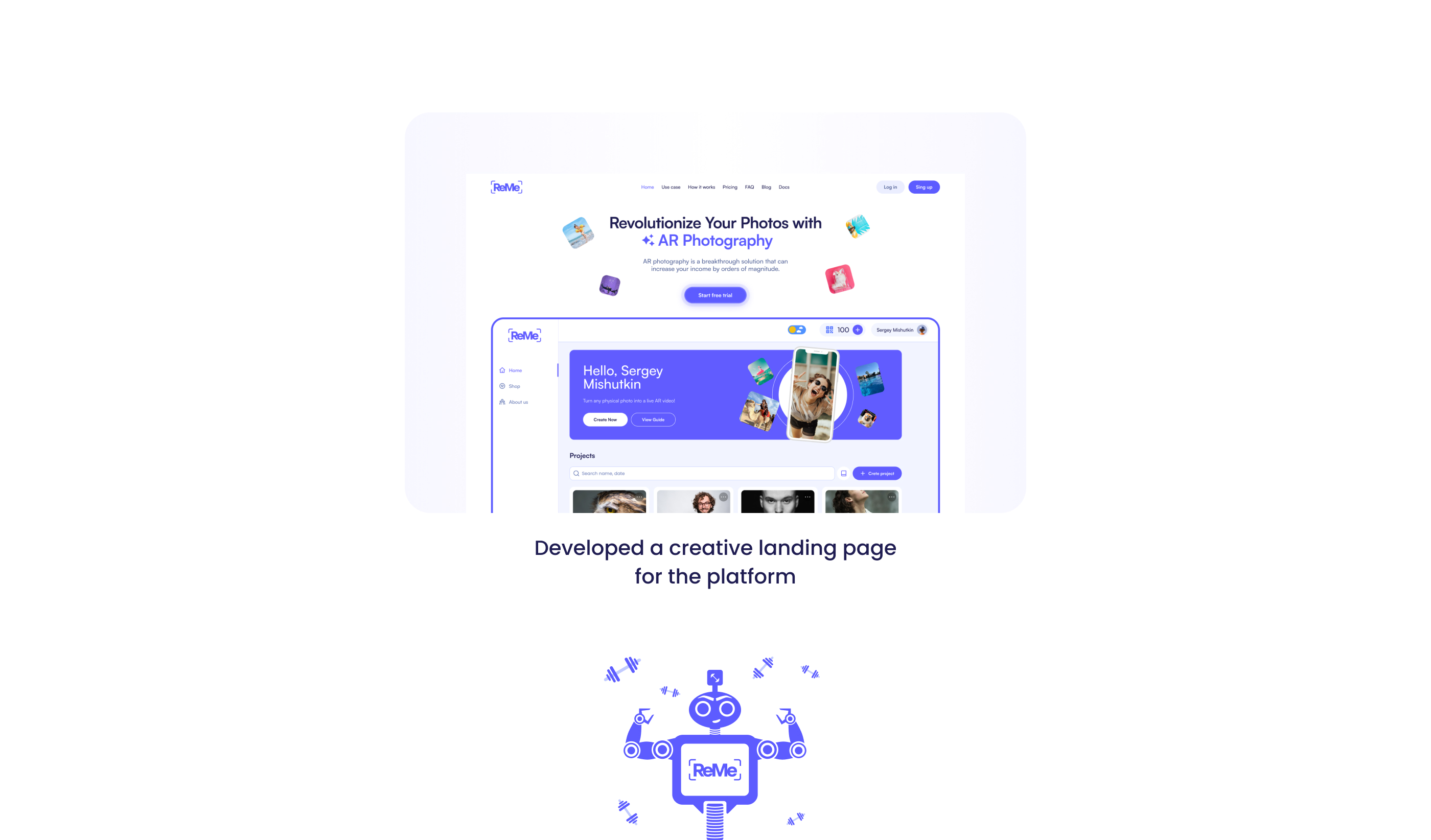 Platform ReMe for AR Photo | UI UX design — Изображение №5 — Интерфейсы, Иллюстрация на Dprofile
