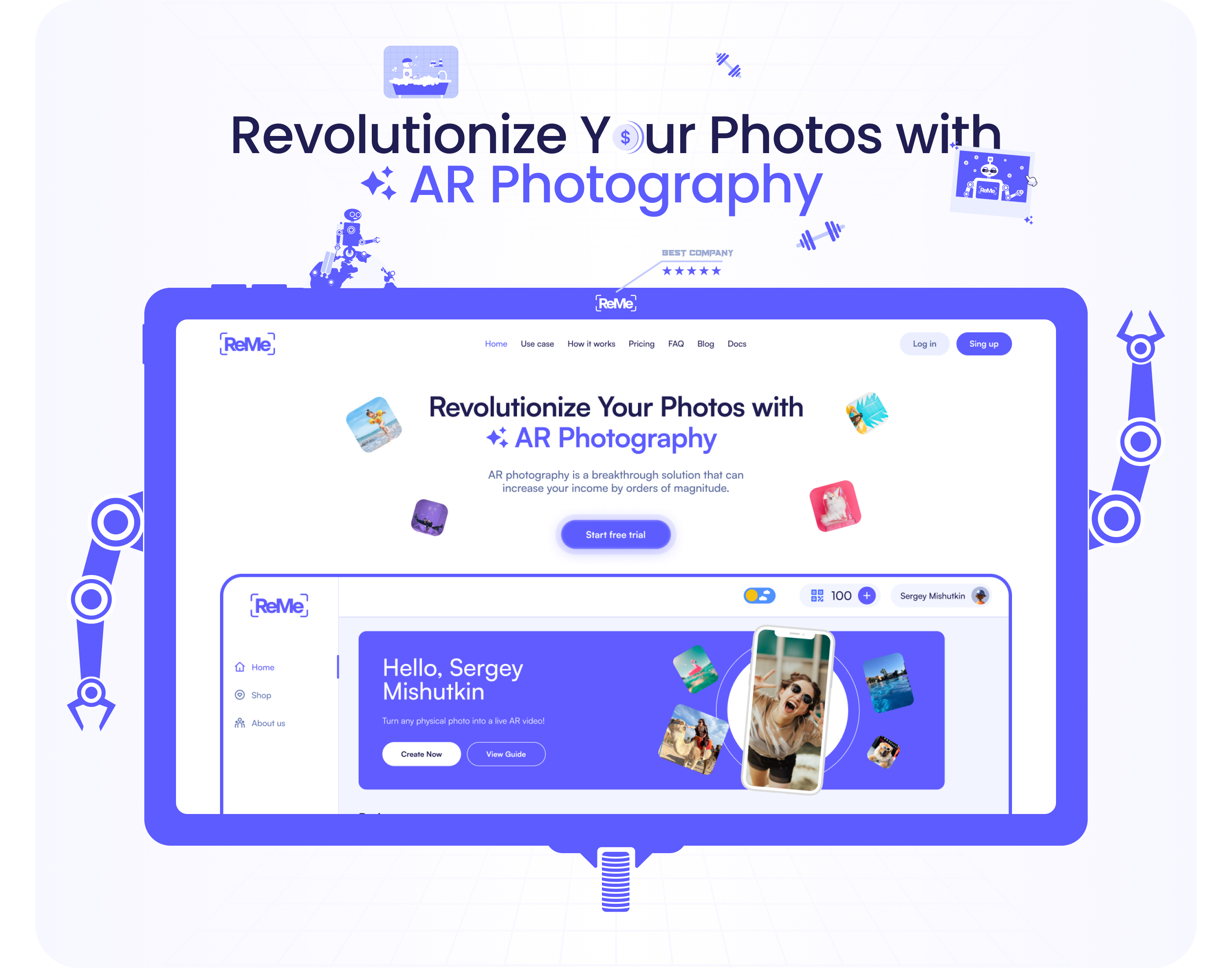Platform ReMe for AR Photo | UI UX design — Изображение №2 — Интерфейсы, Иллюстрация на Dprofile