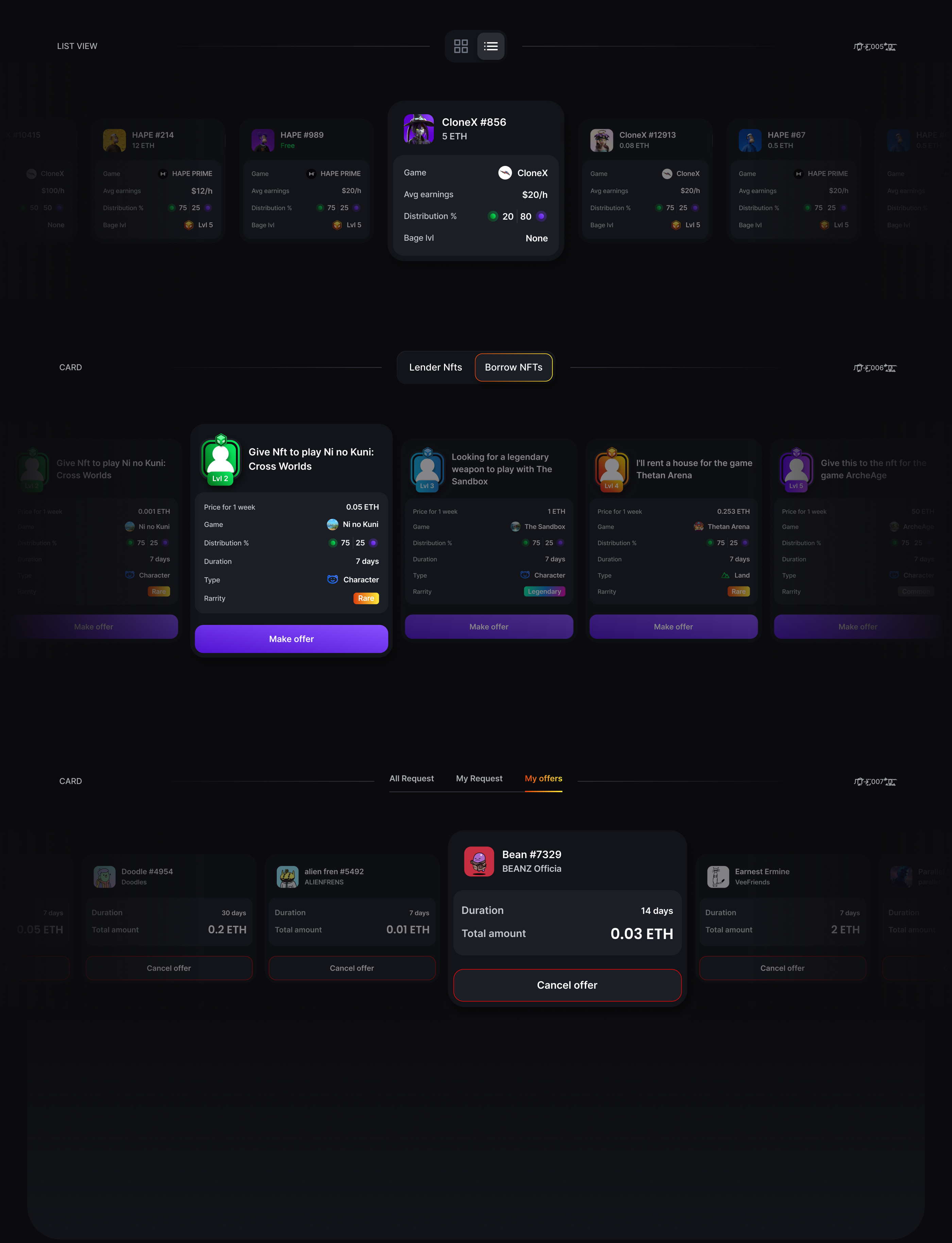 Genesis Guild Platform for rent NFTs | UI UX design — Изображение №13 — Интерфейсы на Dprofile
