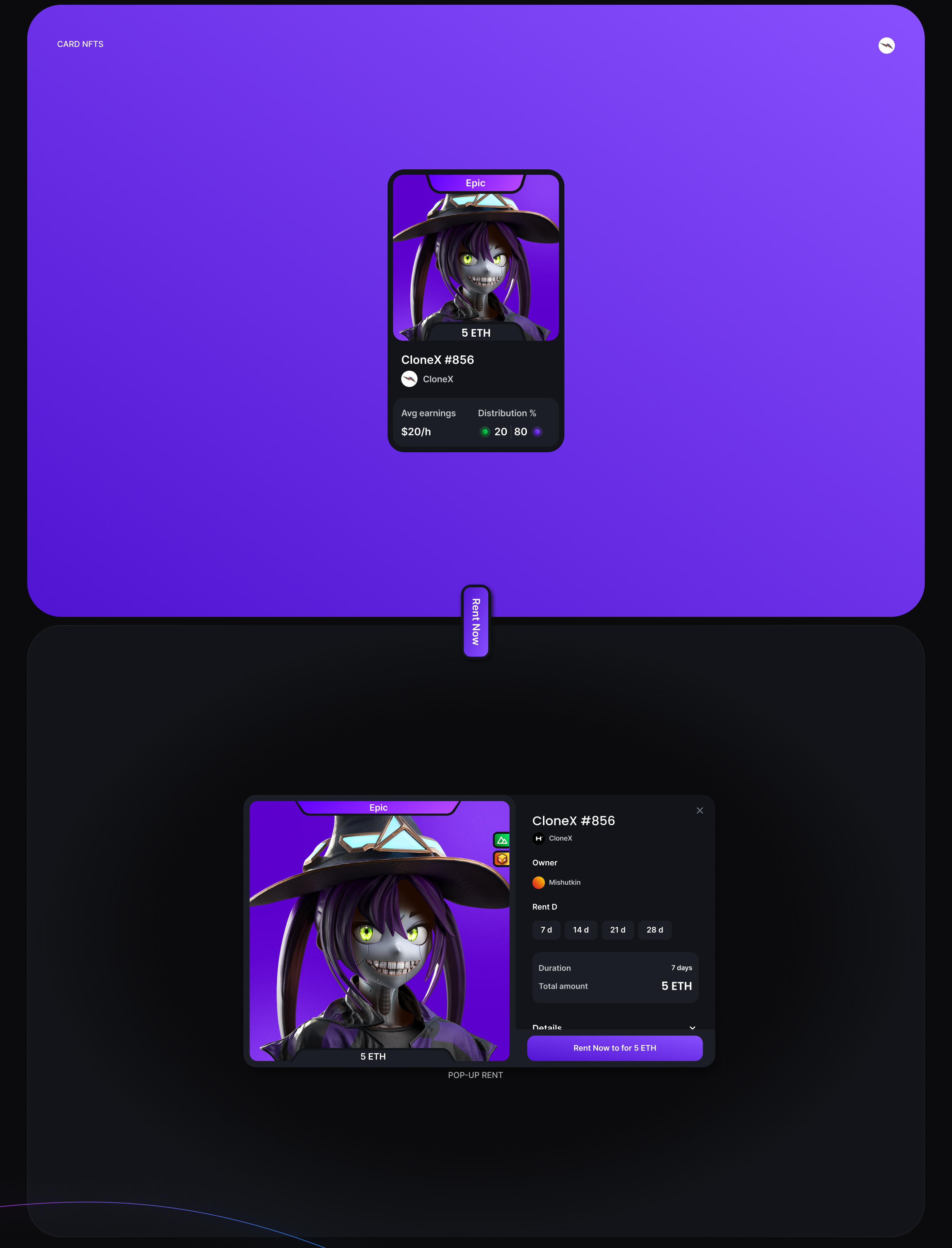 Genesis Guild Platform for rent NFTs | UI UX design — Изображение №14 — Интерфейсы на Dprofile