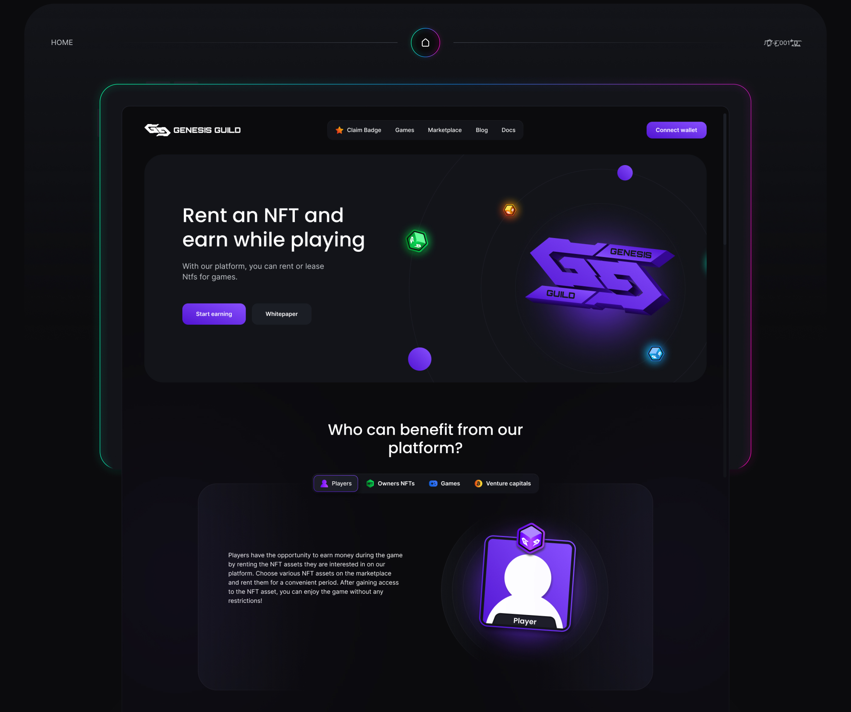 Genesis Guild Platform for rent NFTs | UI UX design — Изображение №7 — Интерфейсы на Dprofile
