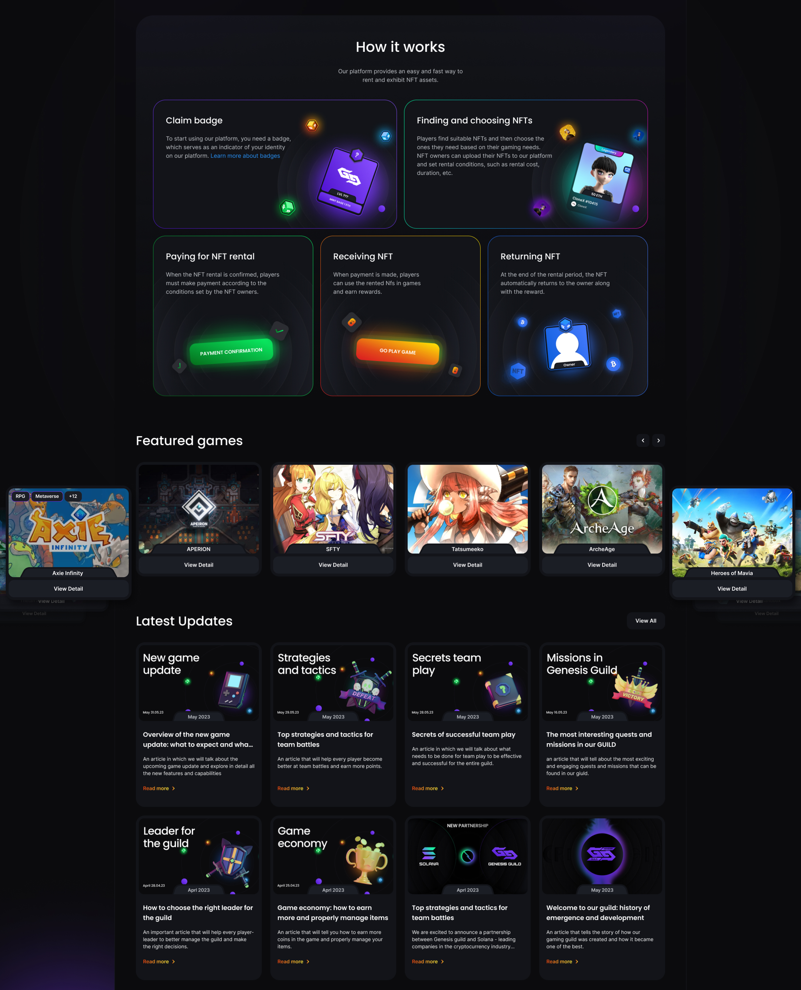 Genesis Guild Platform for rent NFTs | UI UX design — Изображение №8 — Интерфейсы на Dprofile