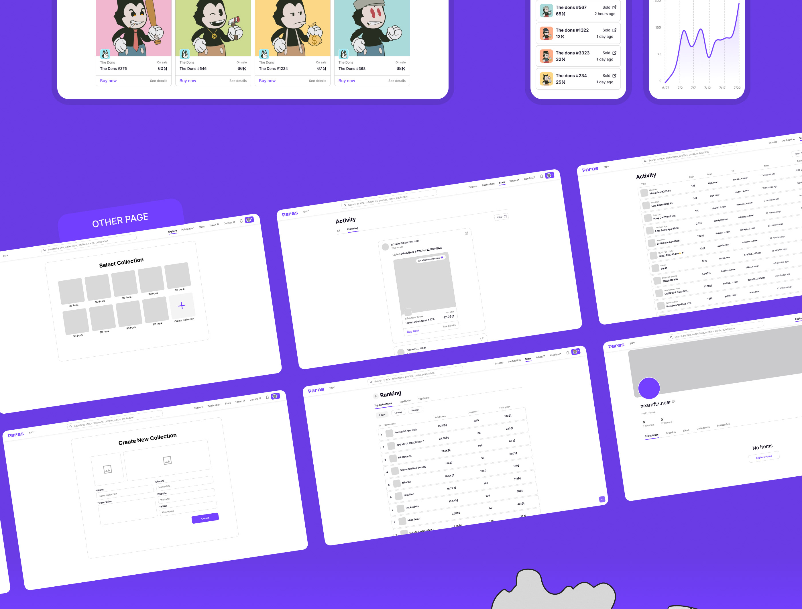 Paras—NFT Marketplace — Изображение №13 — Интерфейсы, Анимация на Dprofile