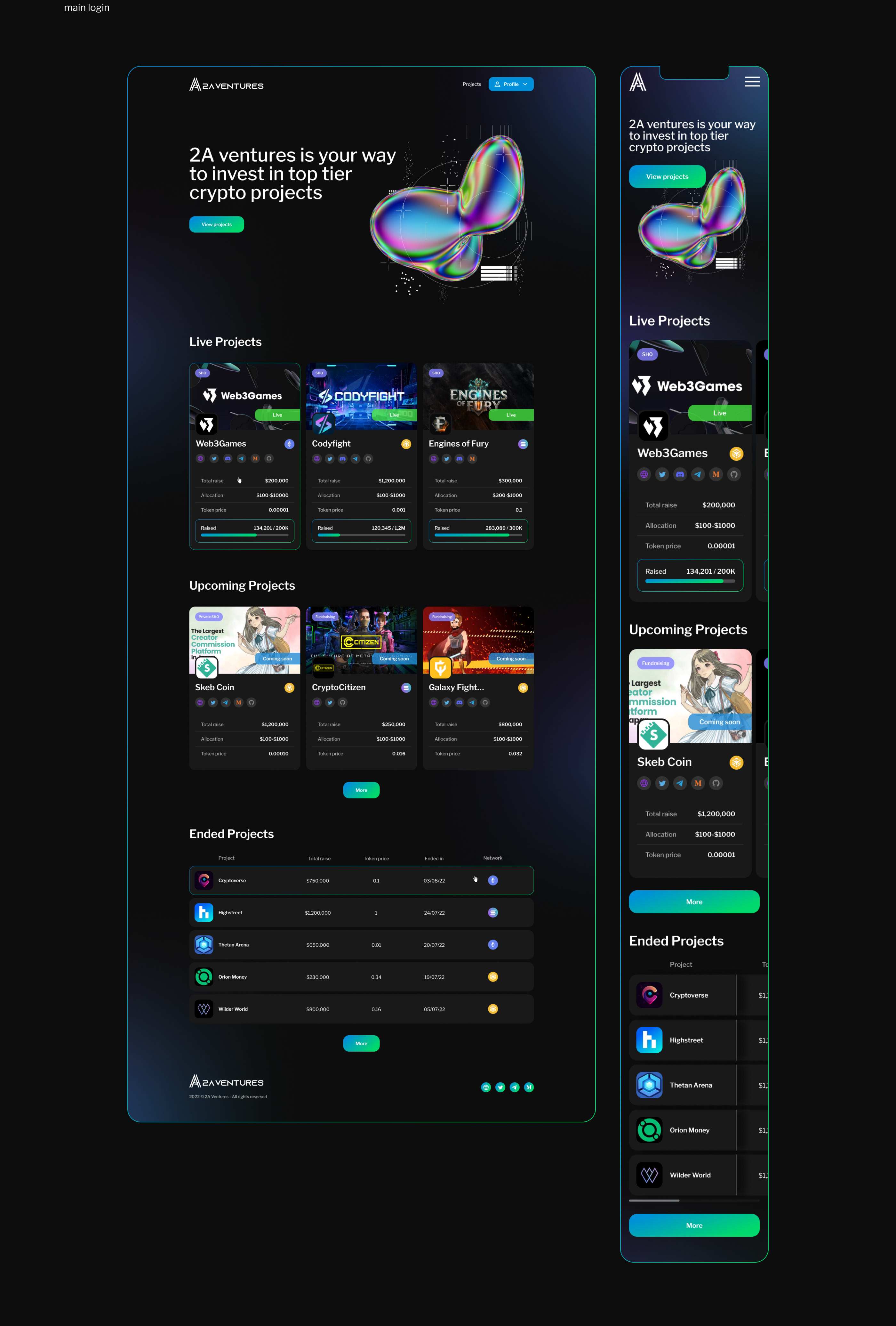 2A Ventures—investment platform — Изображение №5 — Интерфейсы, Анимация на Dprofile