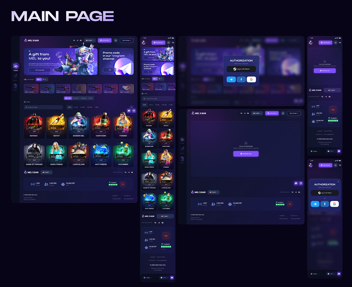 UX/UI Website redesign for online-casino / Mel's Bar — Изображение №7 — Интерфейсы, Графика на Dprofile
