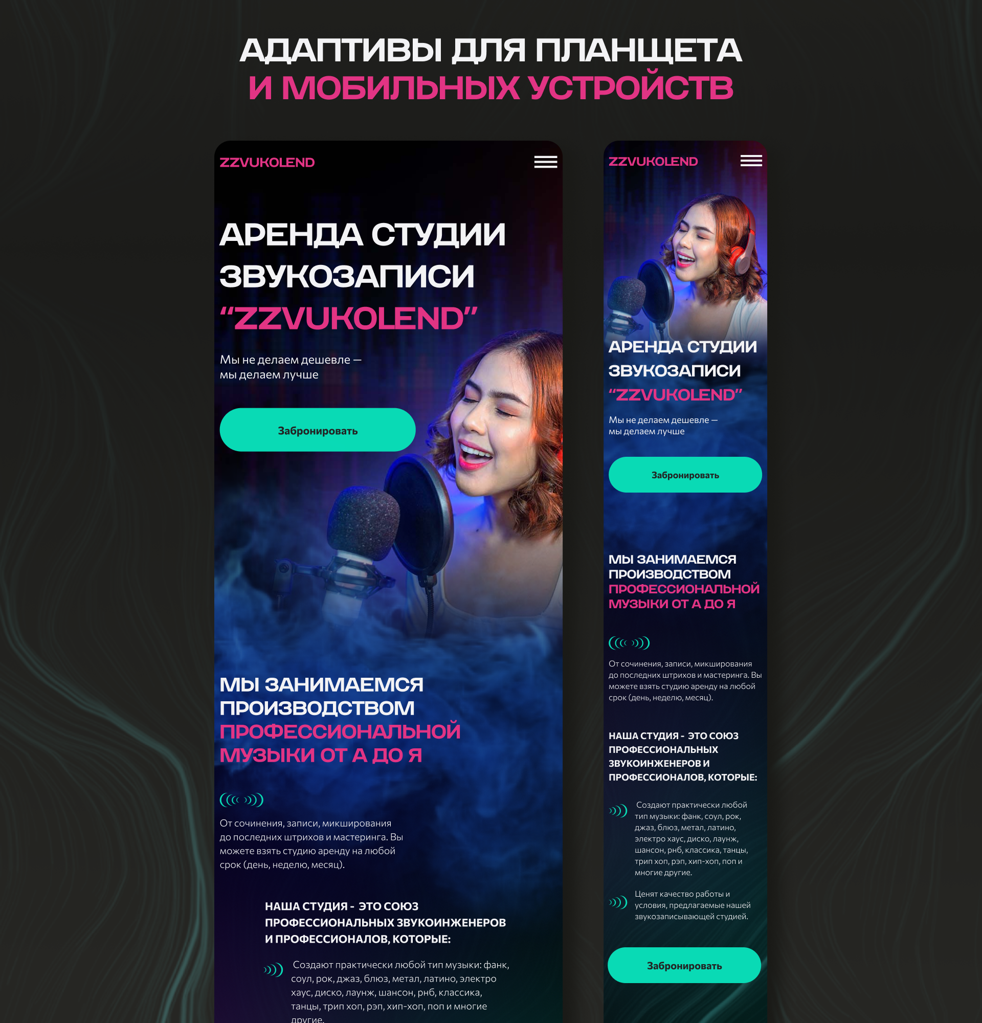 Одностраничный сайт для студии звукозаписи — Изображение №10 — Интерфейсы на Dprofile